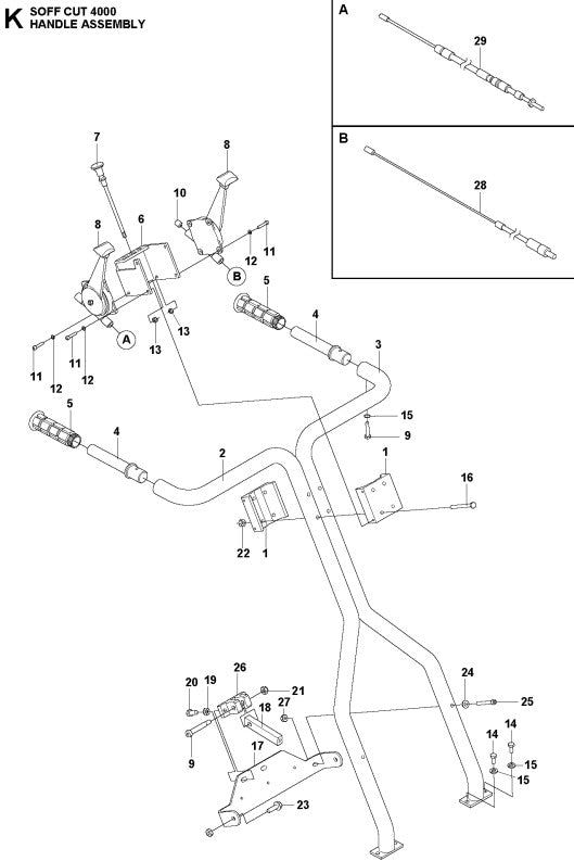 Handle Assembly Parts For Soff Cut 4000 by Husqvarna