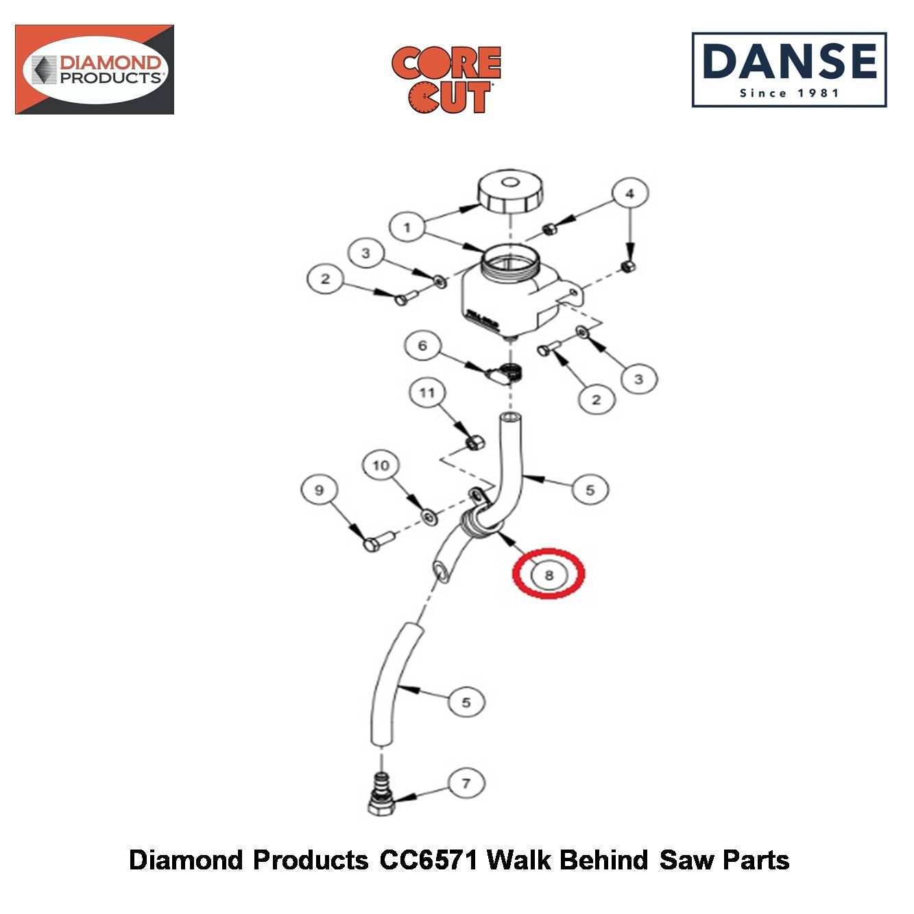 Clamp 1" Cushion #16 (3/4"WIDE For 3/8" Screw) 3201729 Fits Core Cut CC6571 Walk Behind Saw By Diamond Products