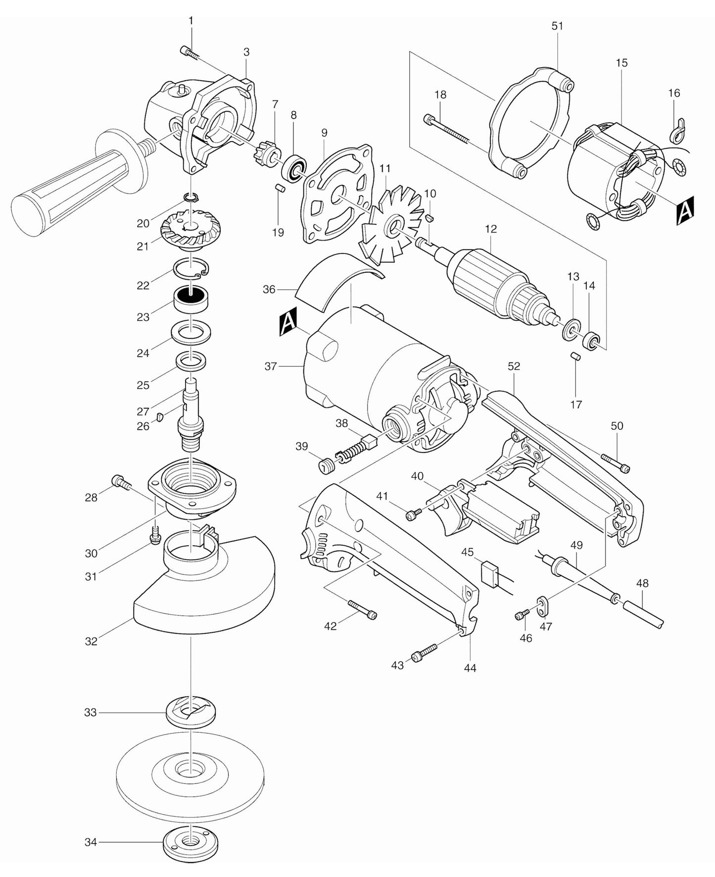 9005B Grinder Assembly Parts