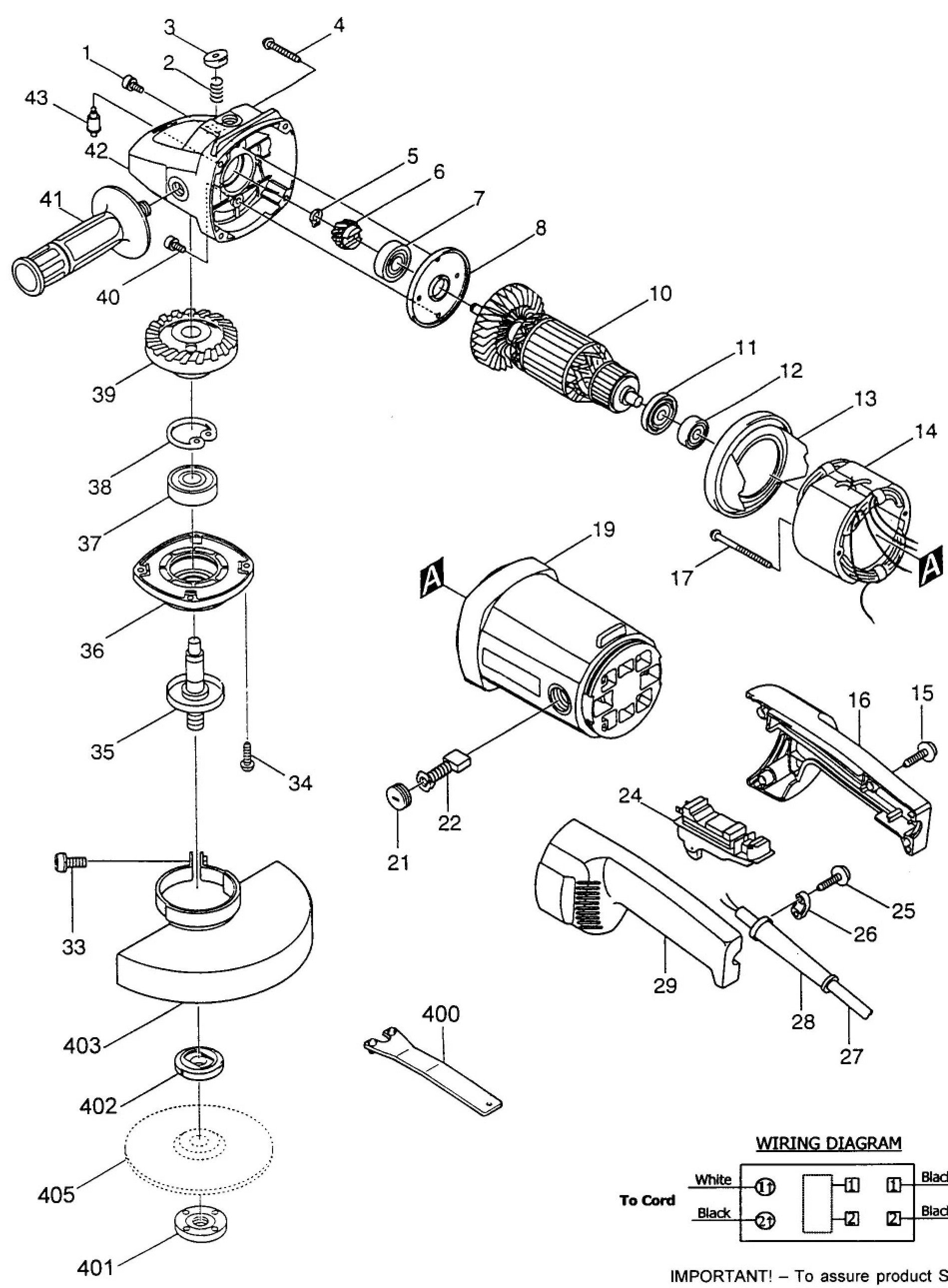 9067L, 9067S Angle Grinder Assembly Parts By Makita