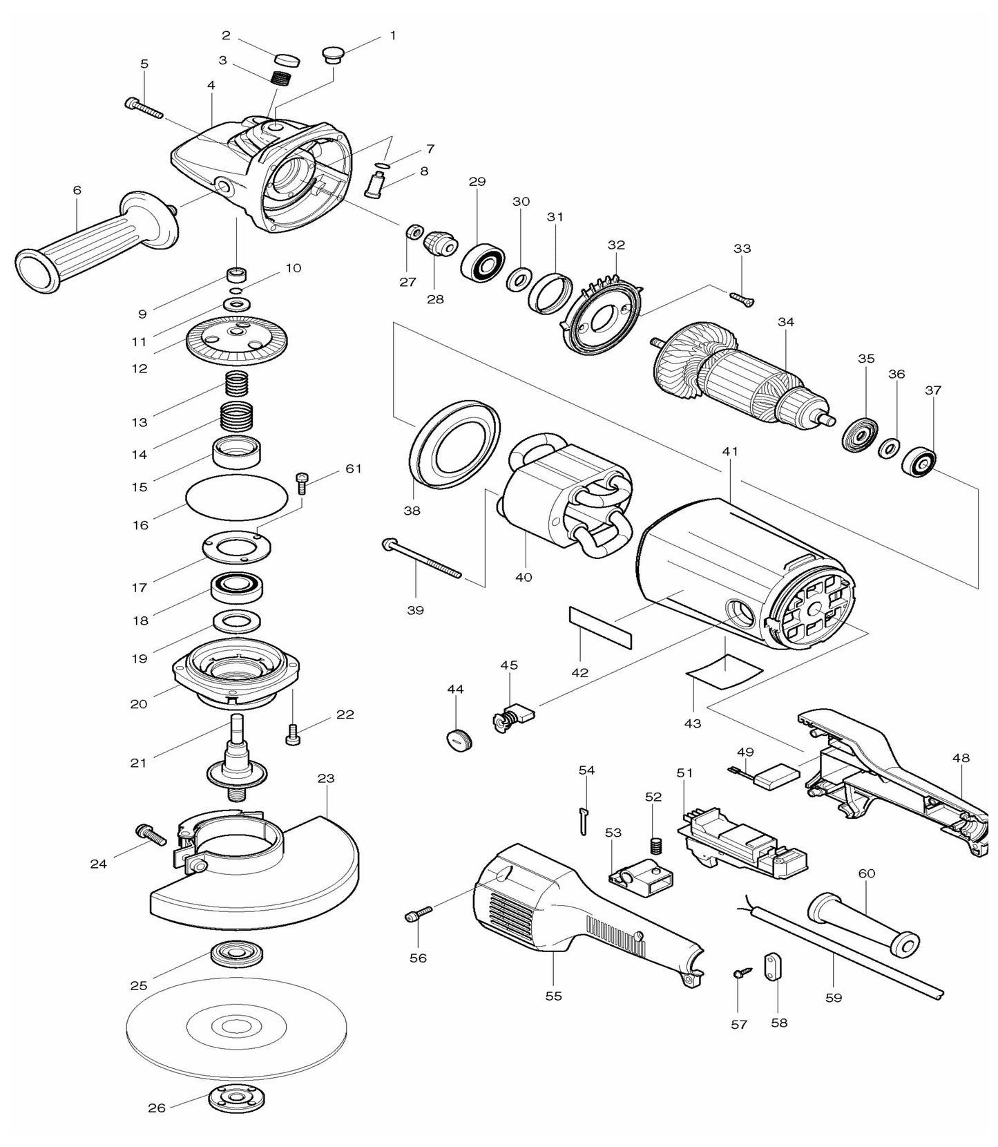 9077SL Angle Grinder Assembly Parts