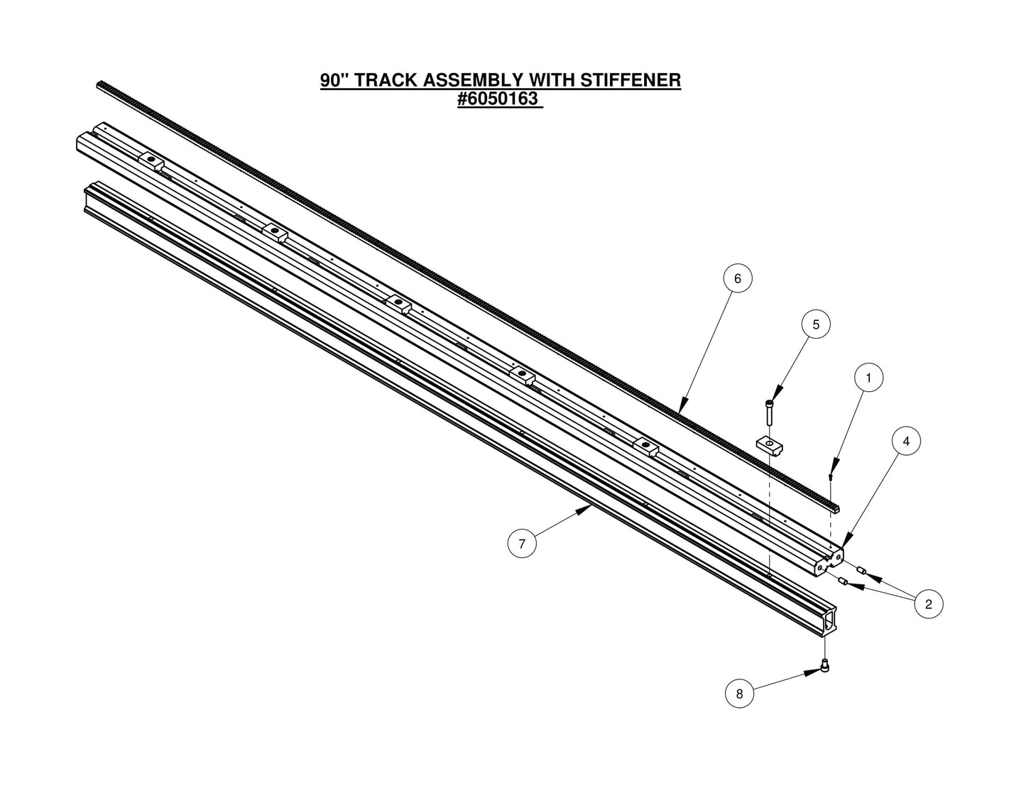 CC1600 90" Track Assembly With Stiffener
