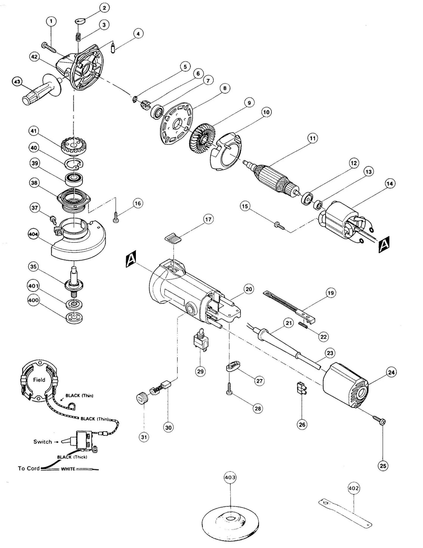 9523NBHK Angle Grinder Assembly Parts