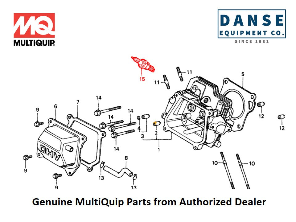 9807955855 Spark Plug (W16EPR-U)MVH150GH HC-1672450 For CA4HM-Series Whiteman Walk-Behind Power Trowels By Multiquip