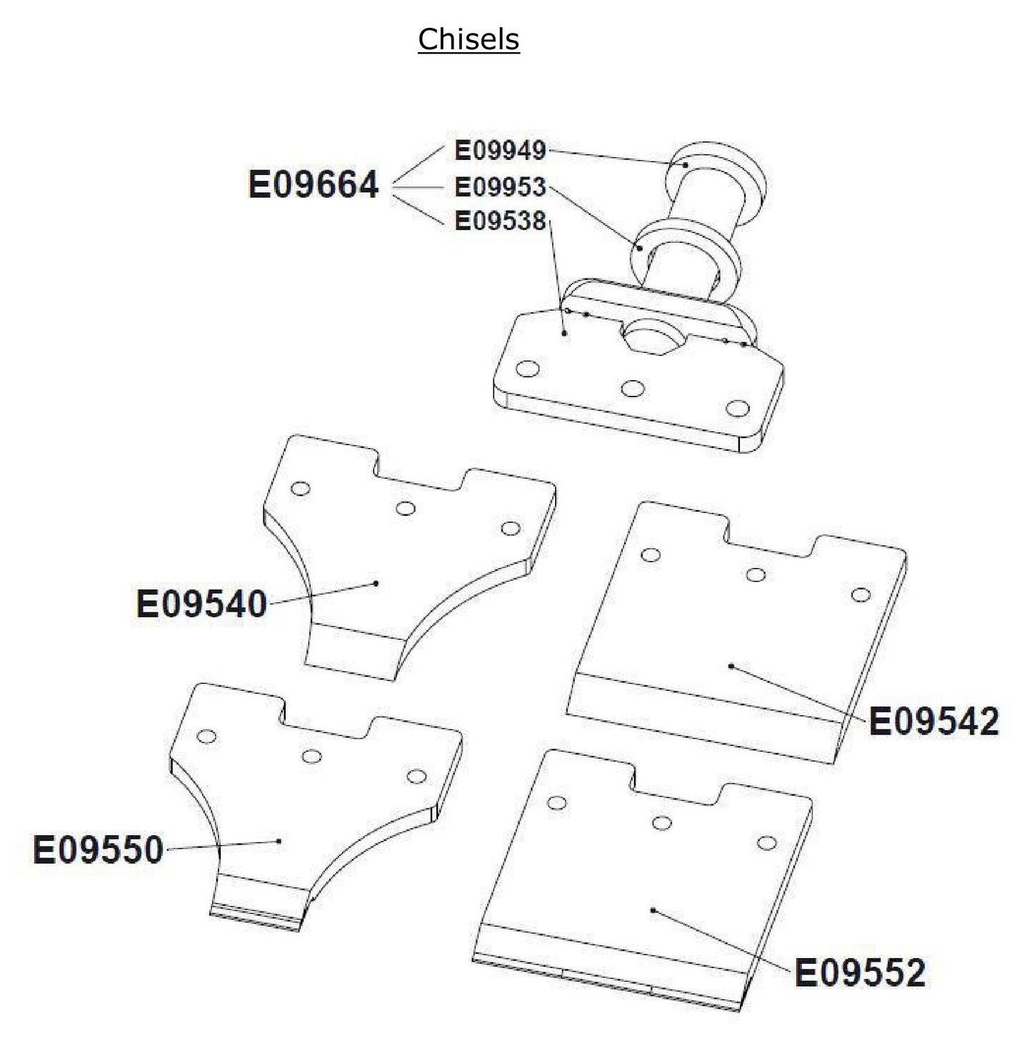 BMS-220LP-V2 Chisels Assembly Parts by Husqvarna