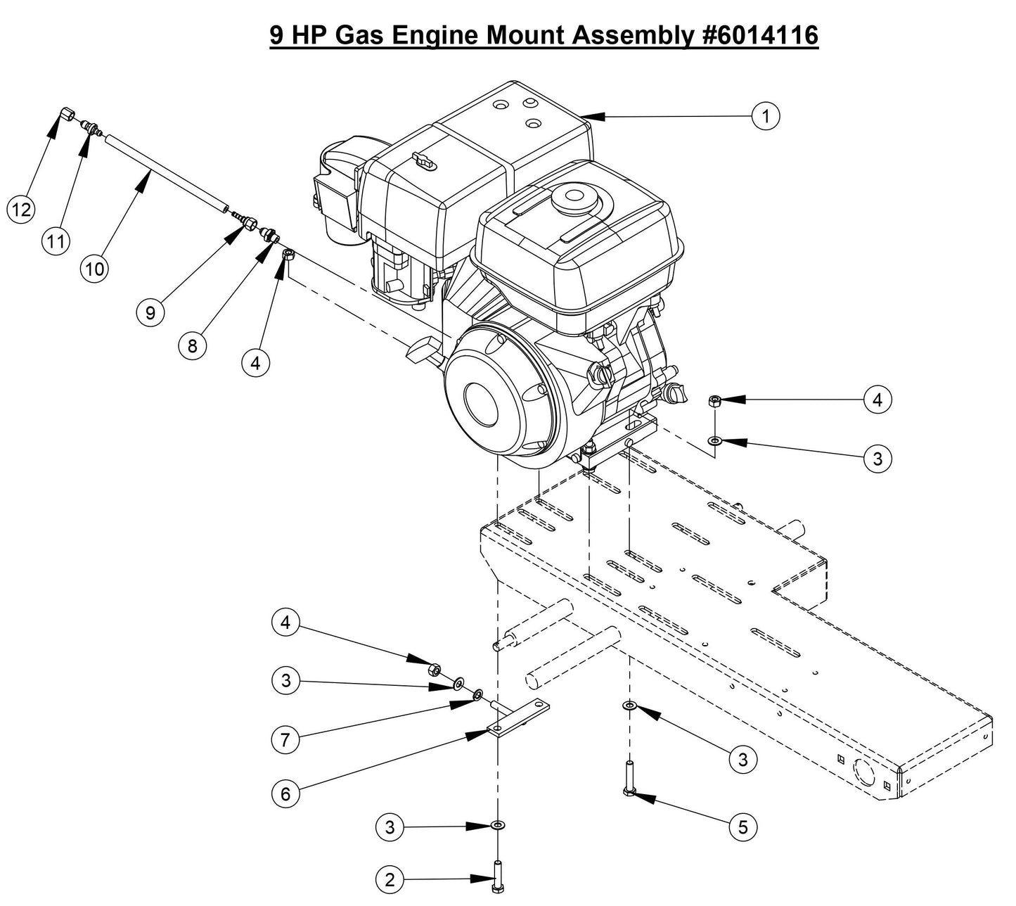 CC800M 9 HP Gas Engine Mount Assembly