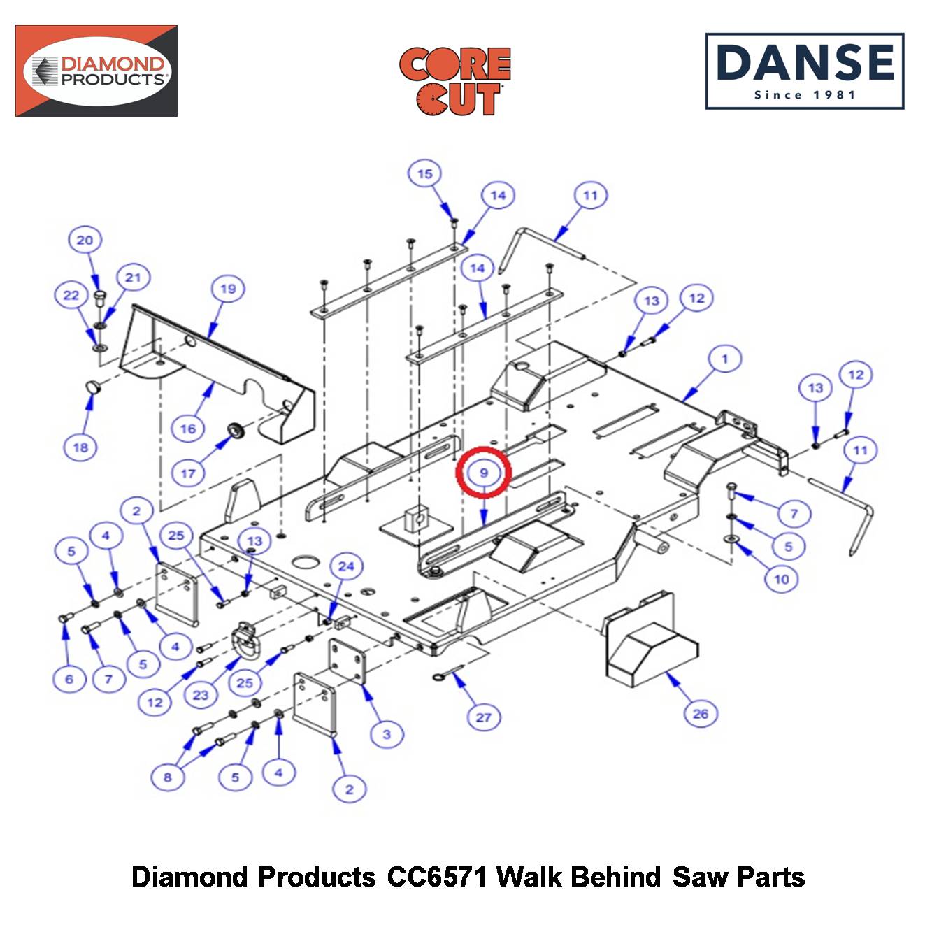 Engine Guide (CC6571) 6019021 Fits Core Cut CC6571 Walk Behind Saw By Diamond Products