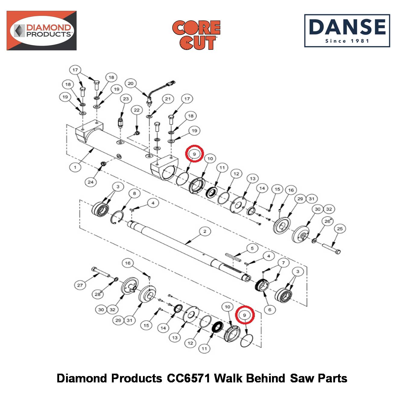O-ring -042 Buna-n 1/16" X 3-1/4" X 3-3/8" 2703093 Fits Core Cut CC6571 Walk Behind Saw By Diamond Products