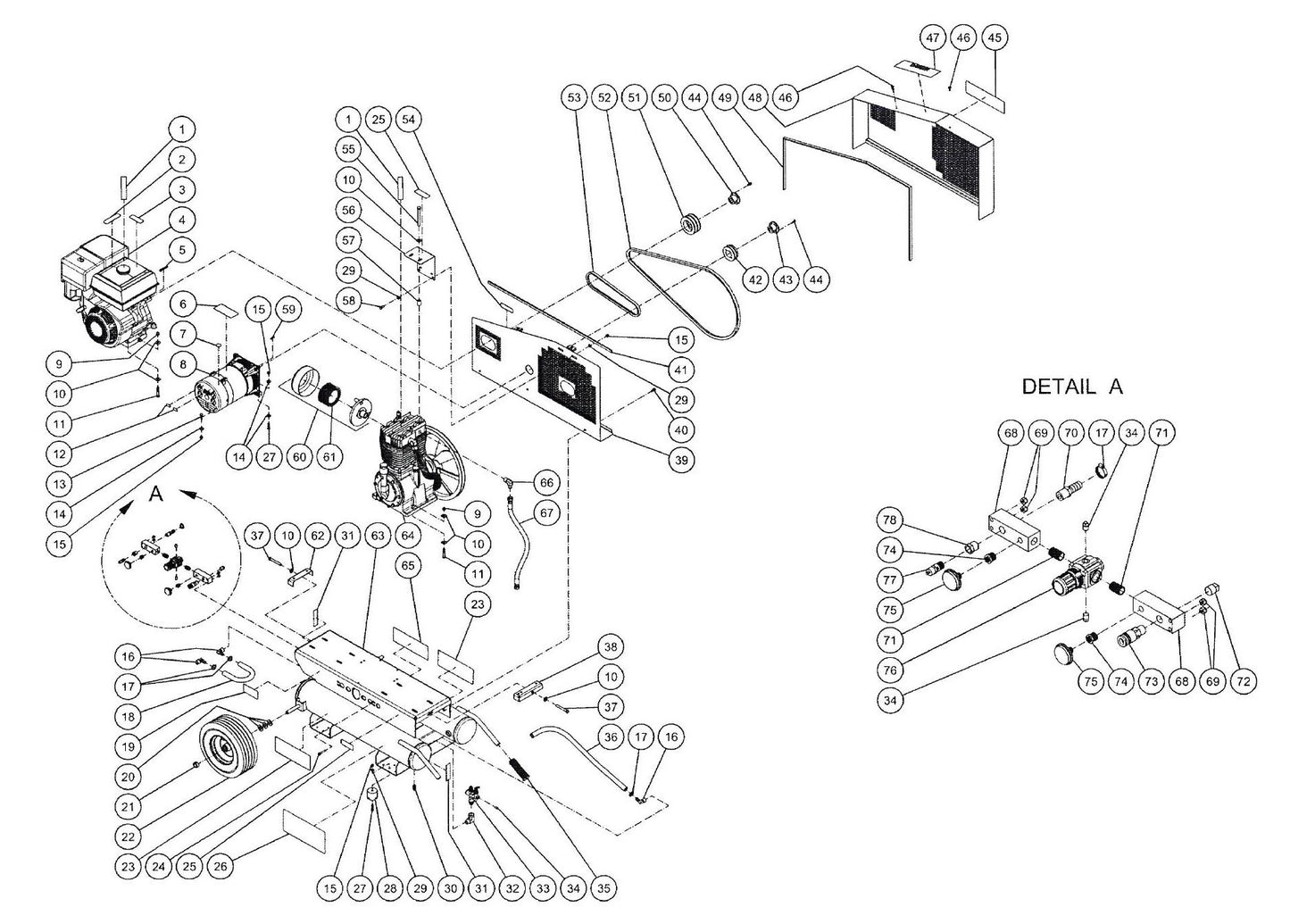 BE AC138HEG2 Air Compressor-Generator Combination Assembly Parts by BE Power Equipment