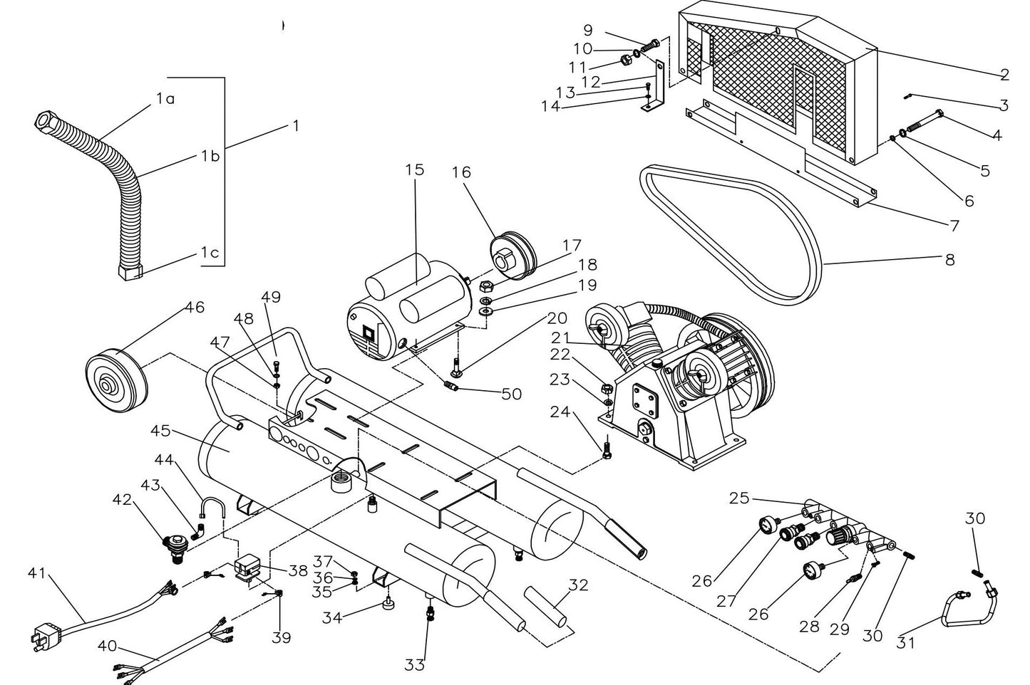 BE AC1511B Air Compressor Assembly Parts by BE Power Equipment