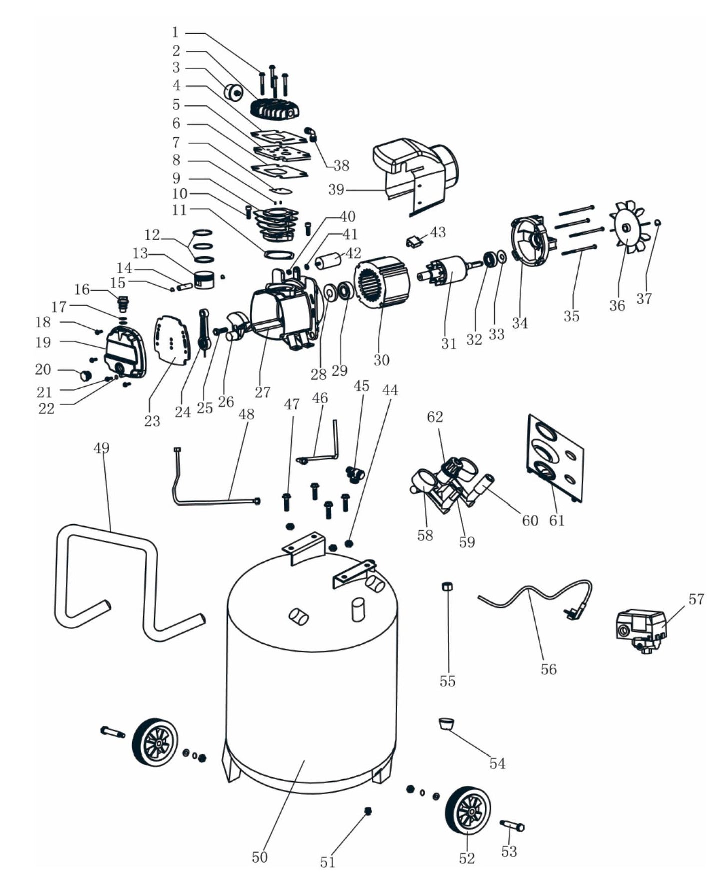 BE AC2010 Air Compressor Portable Assembly Parts by BE Power Equipment