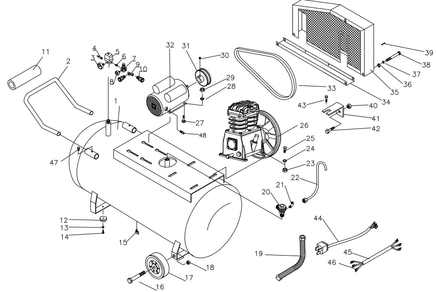 BE AC3220B Air Compressor Assembly Parts by BE Power Equipment