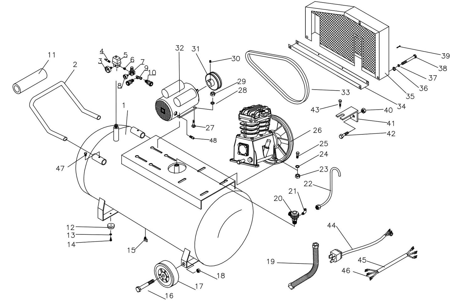 BE AC3220B Air Compressor Assembly Parts-2 by BE Power Equipment