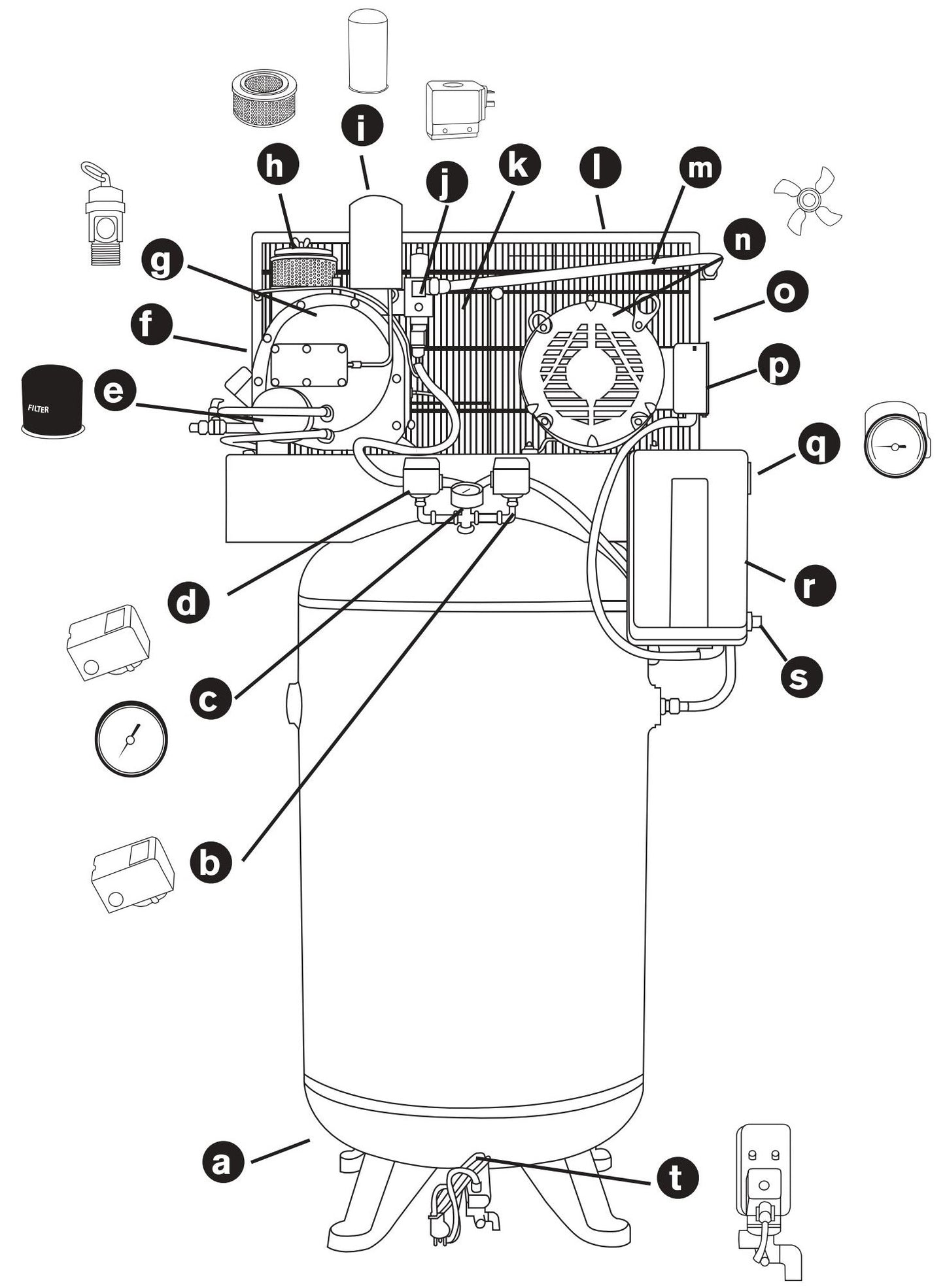 BE AC7580S3 Air Compressor Assembly Parts by BE Power Equipment