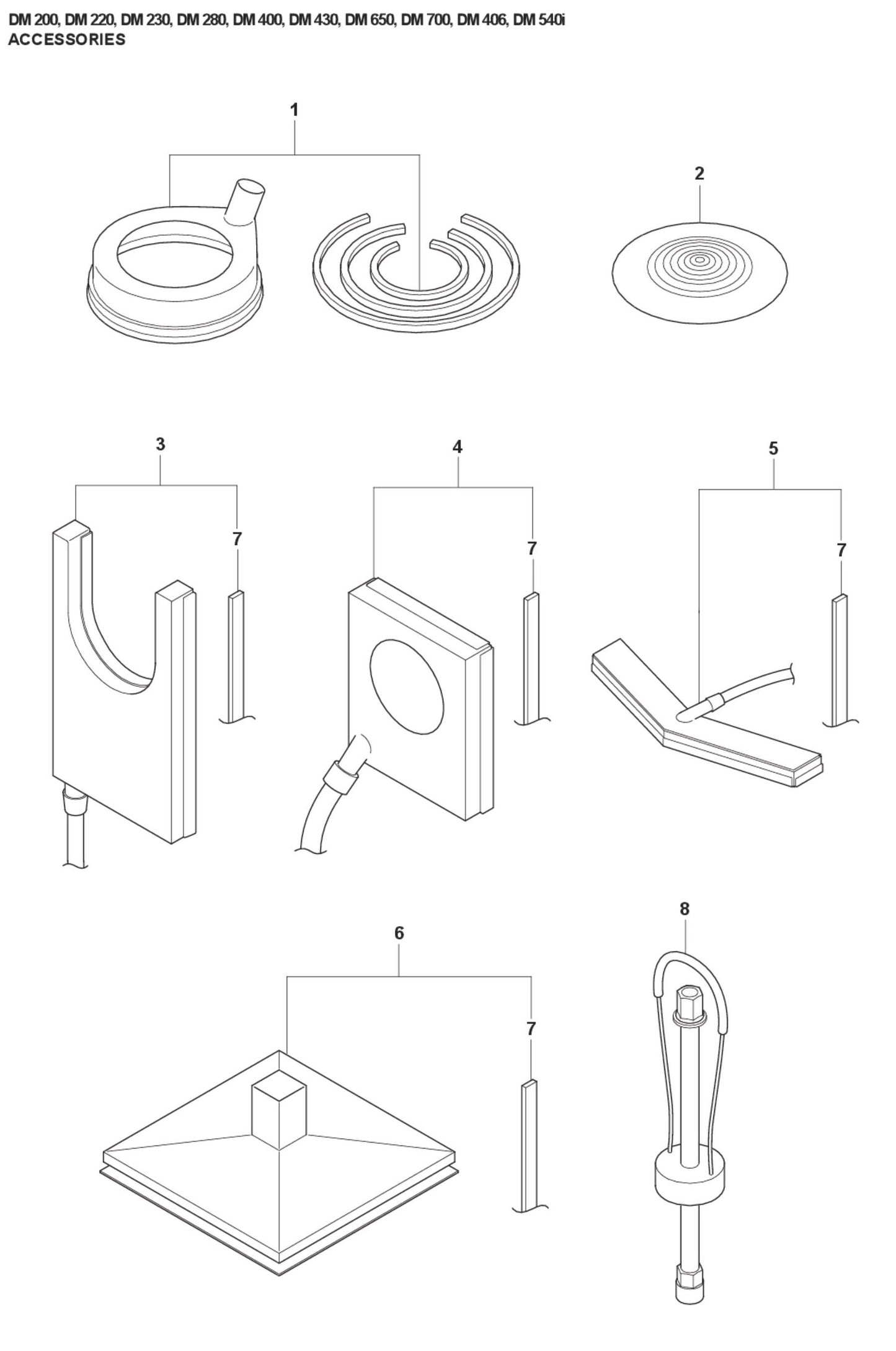 DM 200, DM 220, DM 230, DM 280, DM 400, DM 430, DM 650, DM 700, DM 406, DM 540 Accessories Parts For DM 650 By Husqvarna