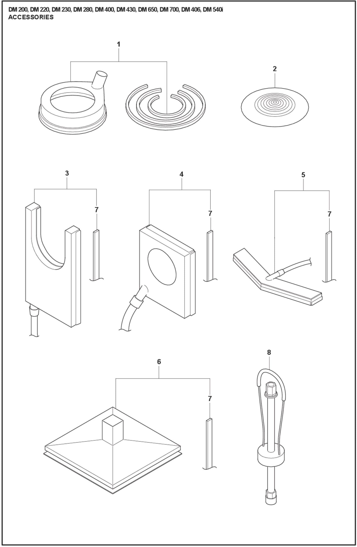 DM 200, DM 220, DM 230, DM 280, DM 400, DM 430, DM 650, DM 700, DM 406, DM 540i Accessories  Parts For Core Drill Motor DM 406 H By Husqvarna