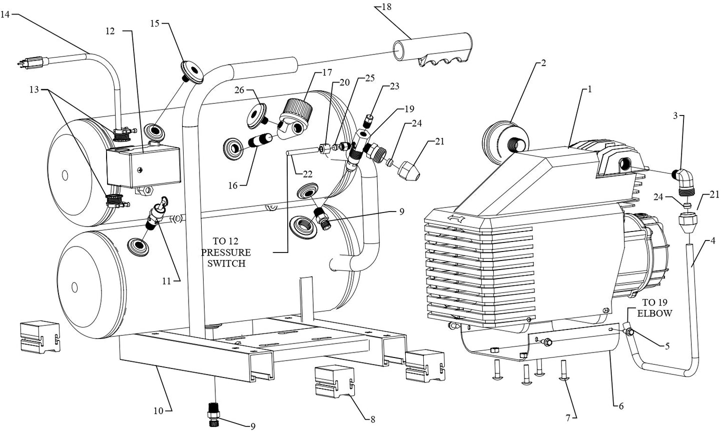 1 AM780-HC4V Electric Hand Carry Air Compressor Parts 1 By Jenny Products
