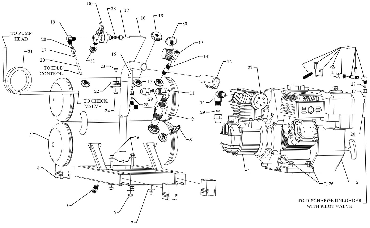 1 AM840-4HG-HC4V Gasoline Hand Carry Air Compressor Part 1 By Jenny Products