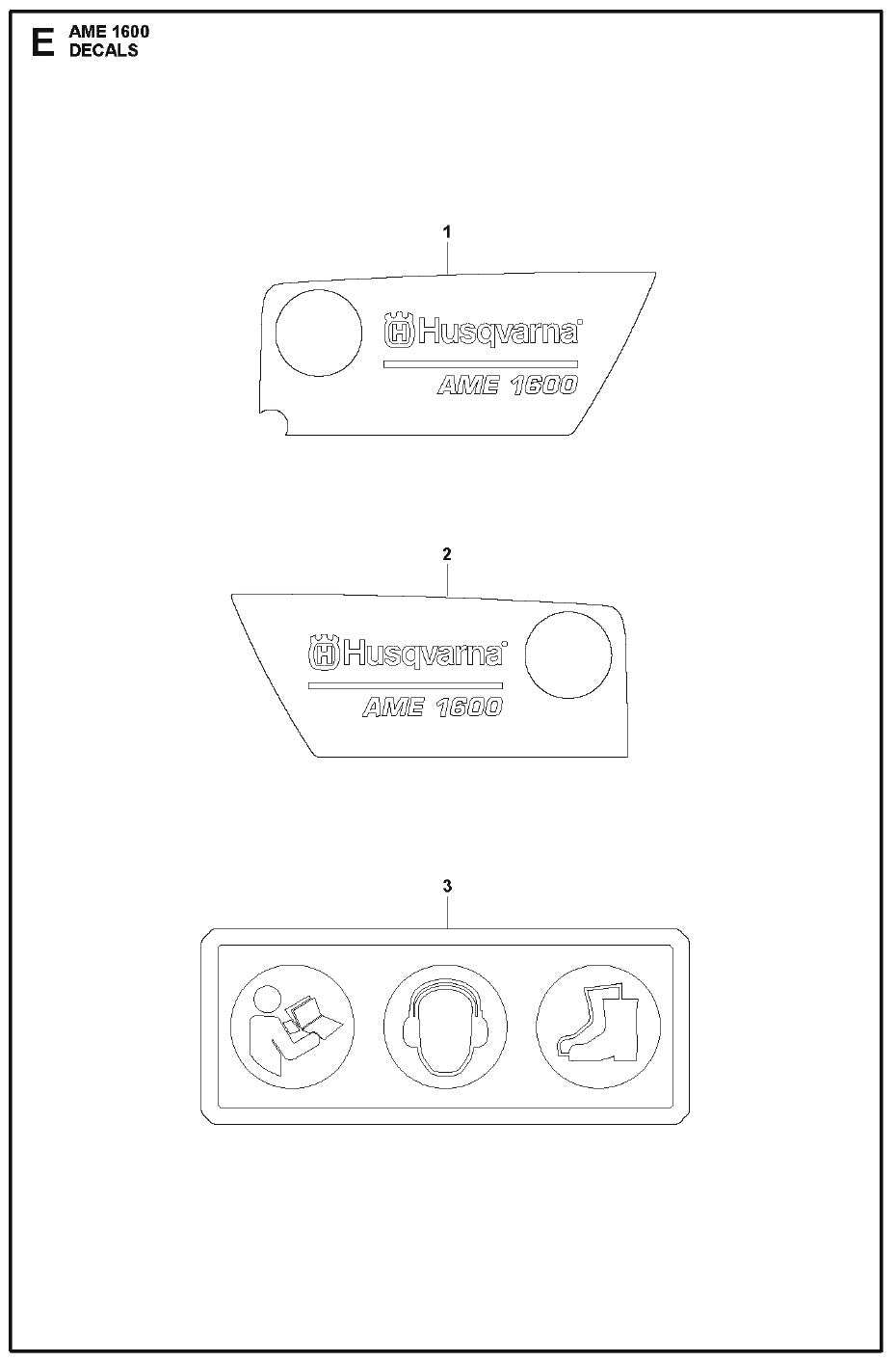 Decals Parts For AME 1600 By Husqvarna