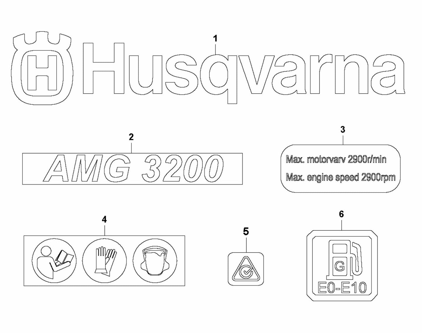 AMG 3200 Decals Assembly Parts by Husqvarna