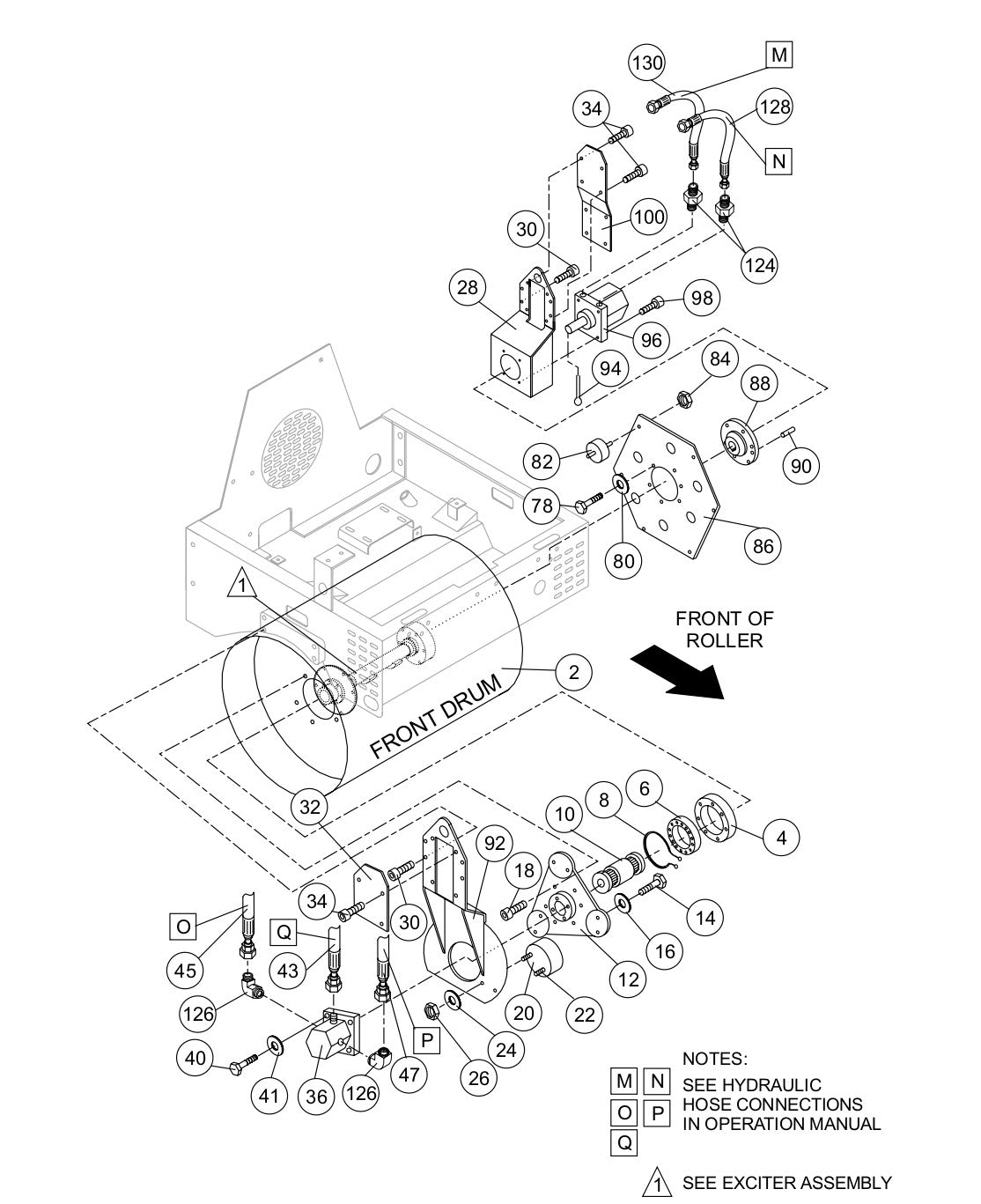 AR-13H RIDE-ON ROLLER — Front Drum Assy. Parts by Multiquip