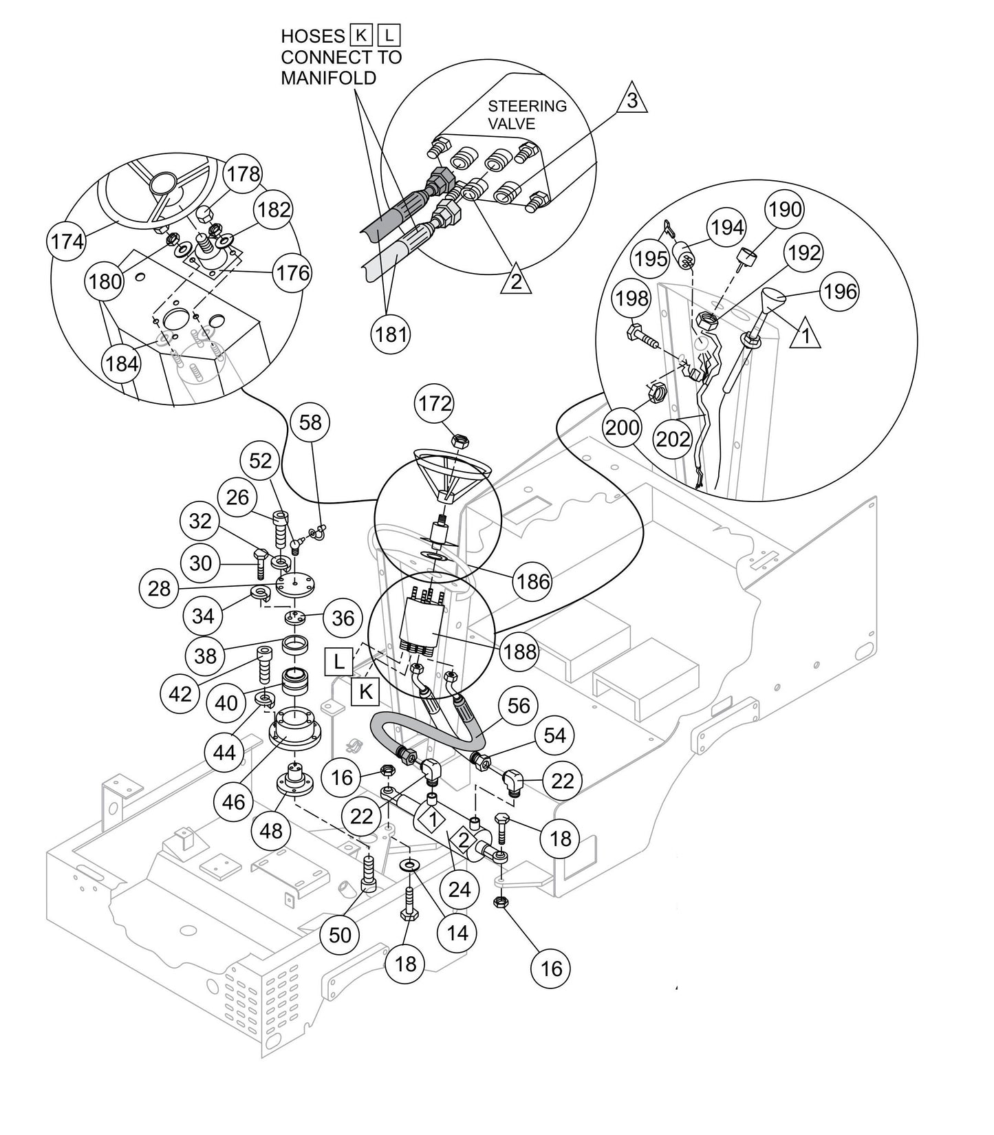 AR13H Steering Column And Hydraulic Articulation Assembly Parts By Multiquip