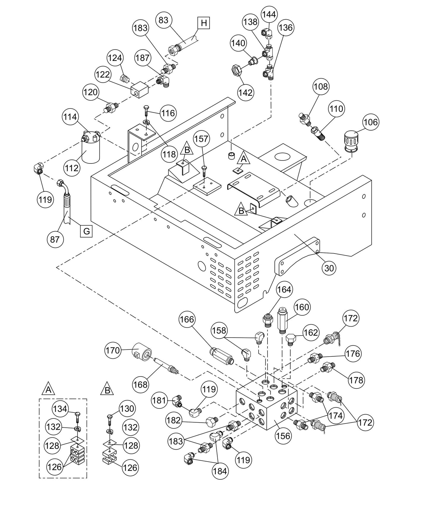 AR13H Manifold And Hydraulic Oil Filter Assembly Parts By Multiquip
