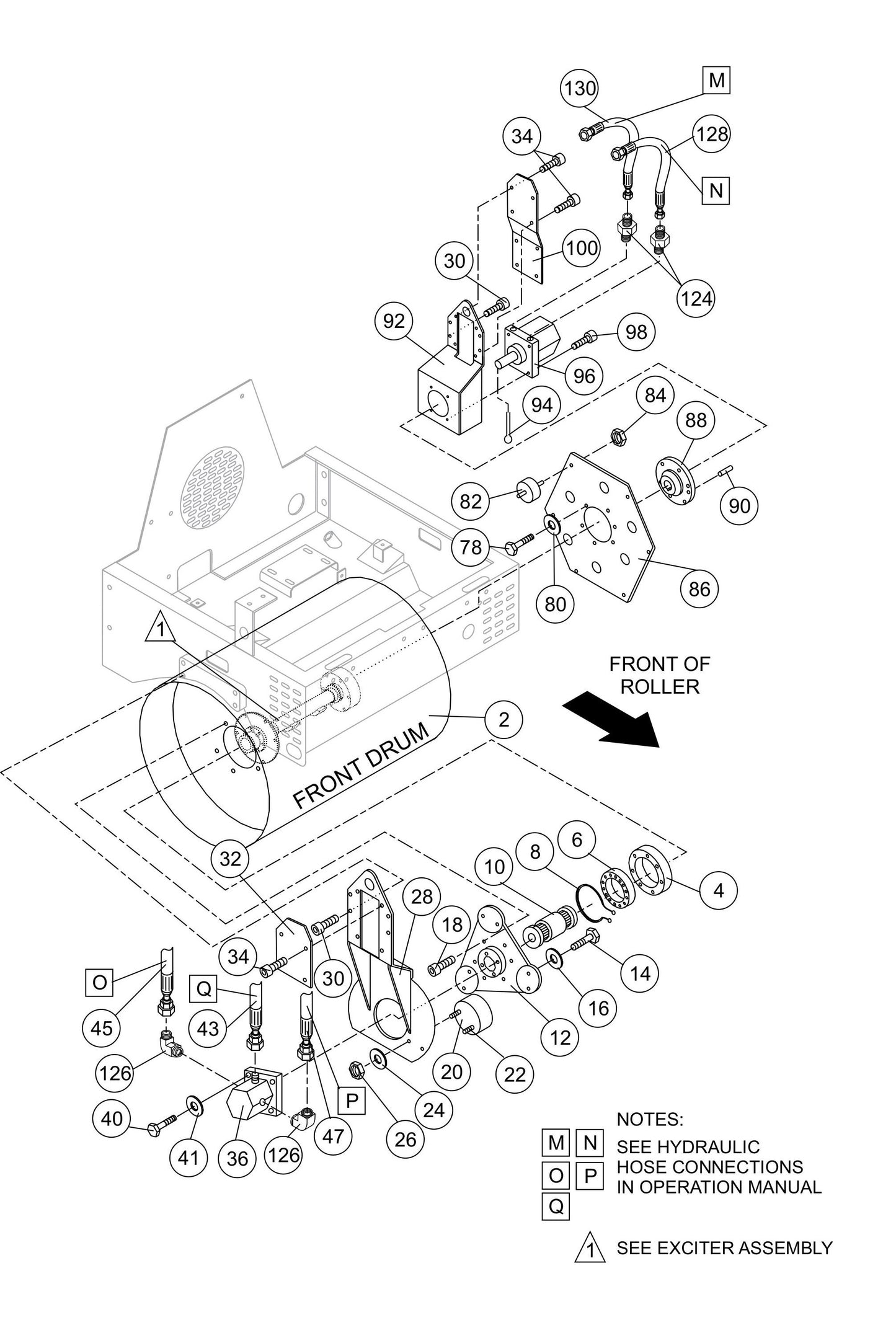 AR13HA-R RIDE-ON ROLLER — Front Drum Assembly Parts By Multiquip