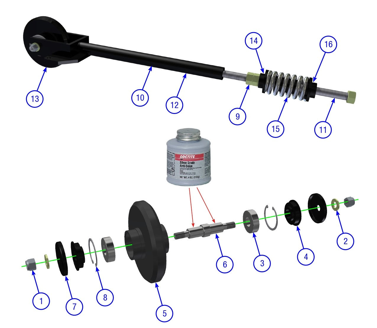 AT16 Track Tensioner and Wheel Assembly Parts By Allen Engineering