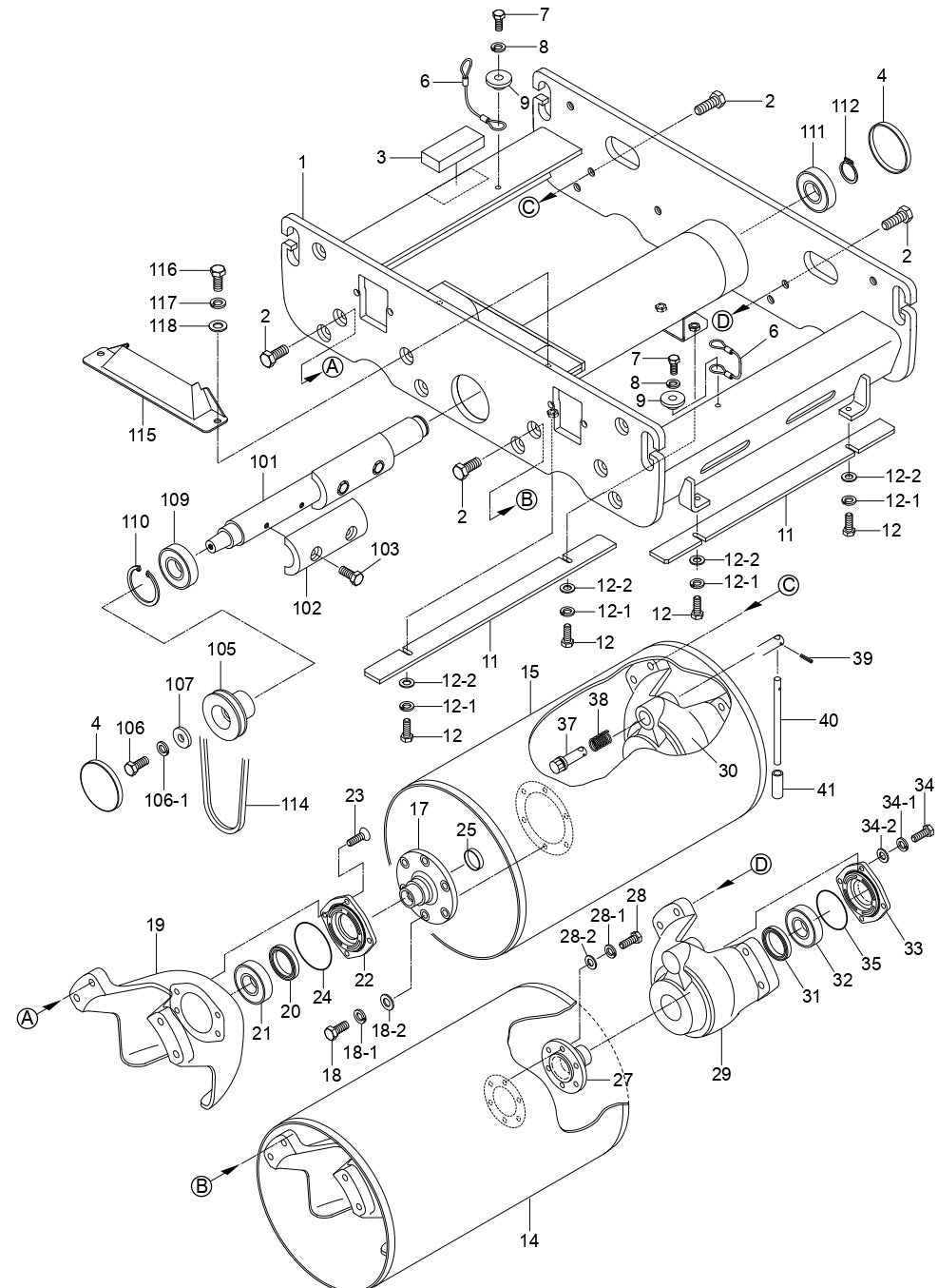 Axle And Vibrator Assembly Parts For MRH601DS Vibratory rollers By Multiquip
