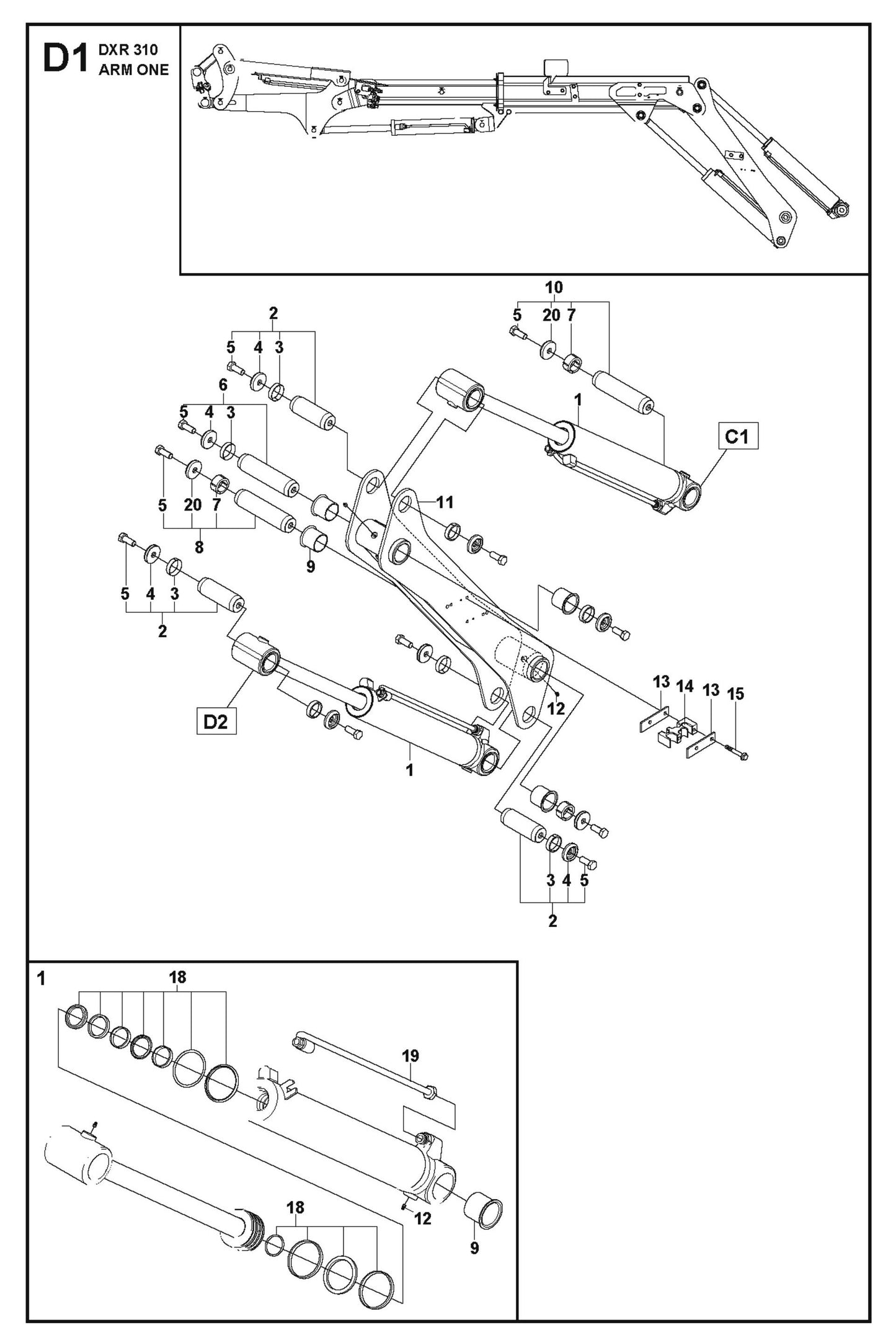 Arm One Parts for DXR 310 By Husqvarna