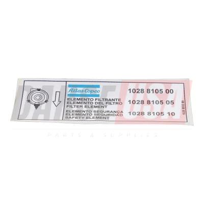1028883289 LABEL FOR ATLAS COPCO DYNAPAC CHICAGO PNEUMATIC EQUIPMENT
