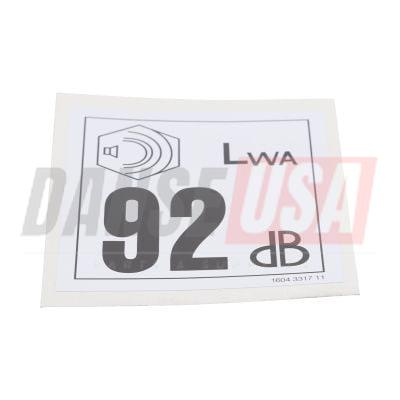 1604331711 LABEL NOISE 92 FOR ATLAS COPCO DYNAPAC CHICAGO PNEUMATIC EQUIPMENT
