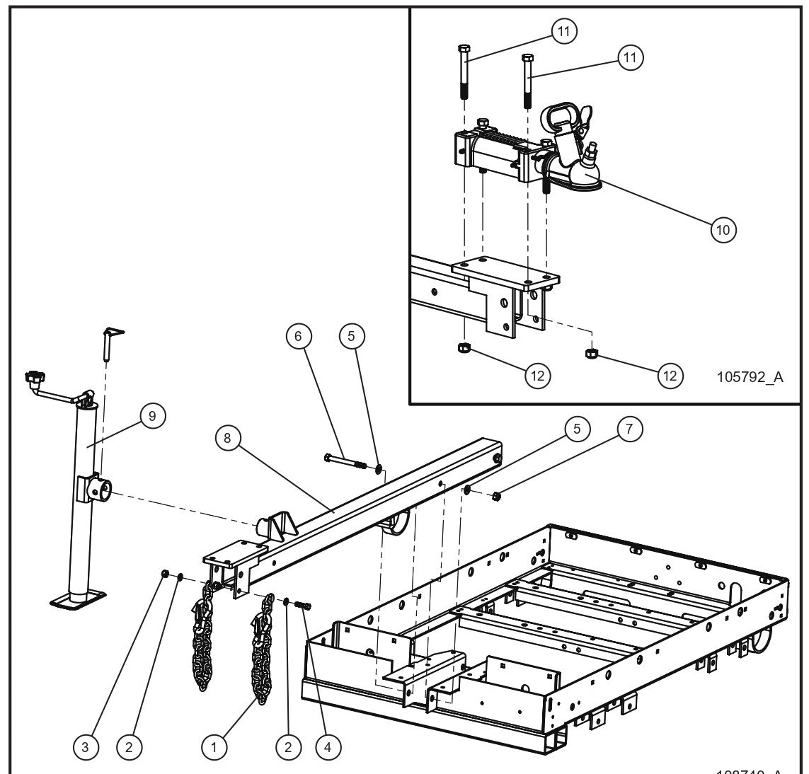 V Series Night-Lite Pro II Australian Tongue and Coupler Parts By Allmand
