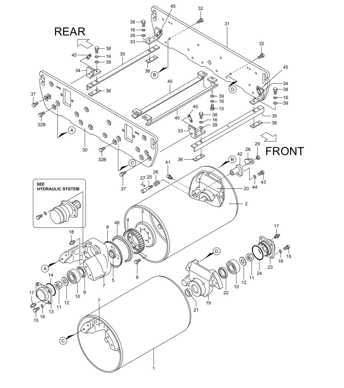 Axle Assembly Parts For MRH800GS Vibratory Rollers By Multiquip