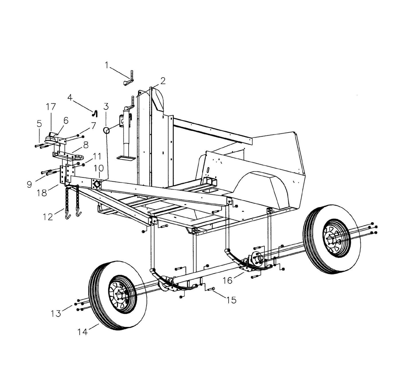 Maxi-Lite Hydraulic Tower-Axle Assembly,Hitch Assembly and Tongue Jack Parts By Allmand