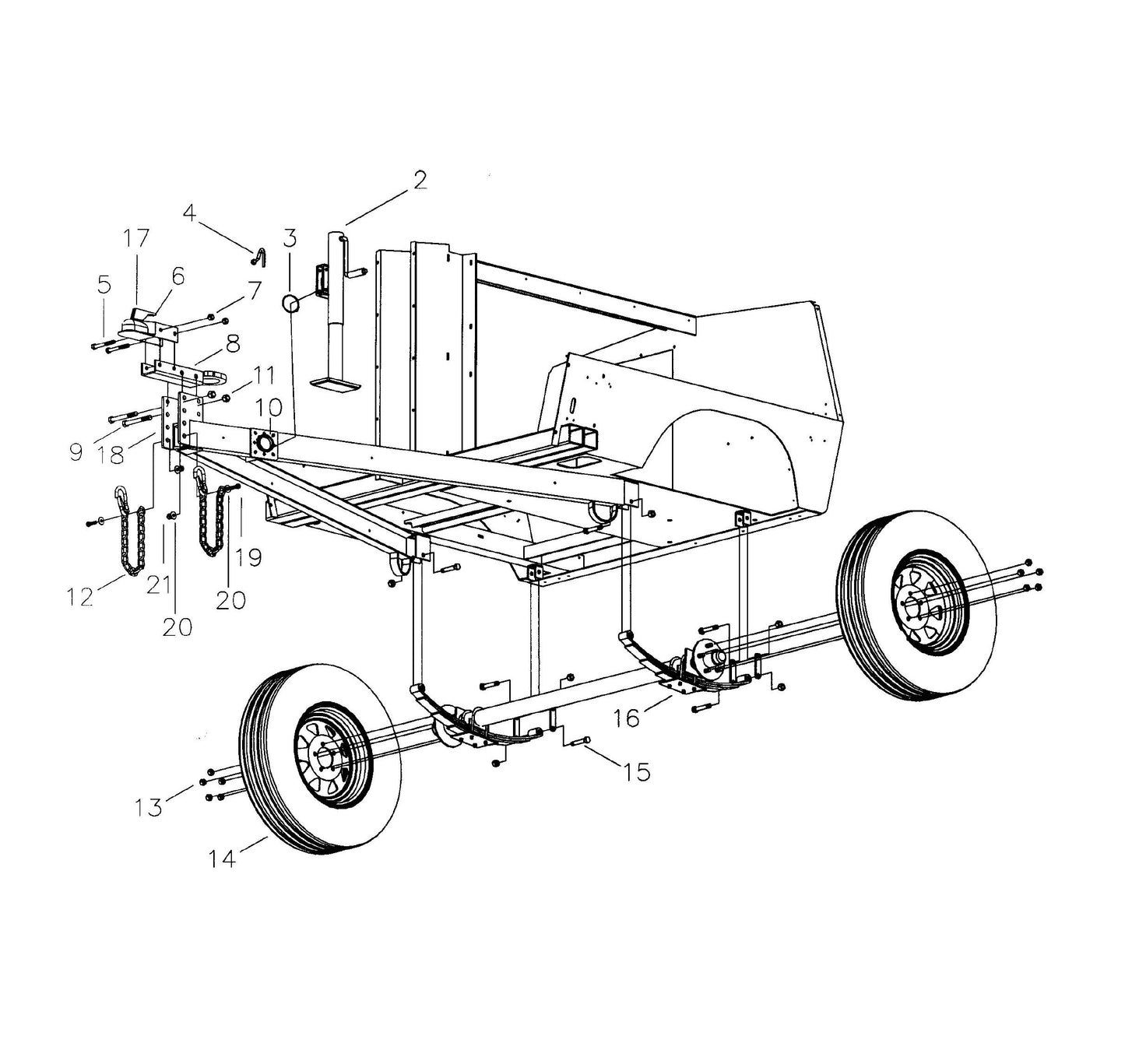 Maxi-Lite Laydown 6-8KW-Axle Assembly,Hitch Assembly and Tongue Jack Parts By Allmand