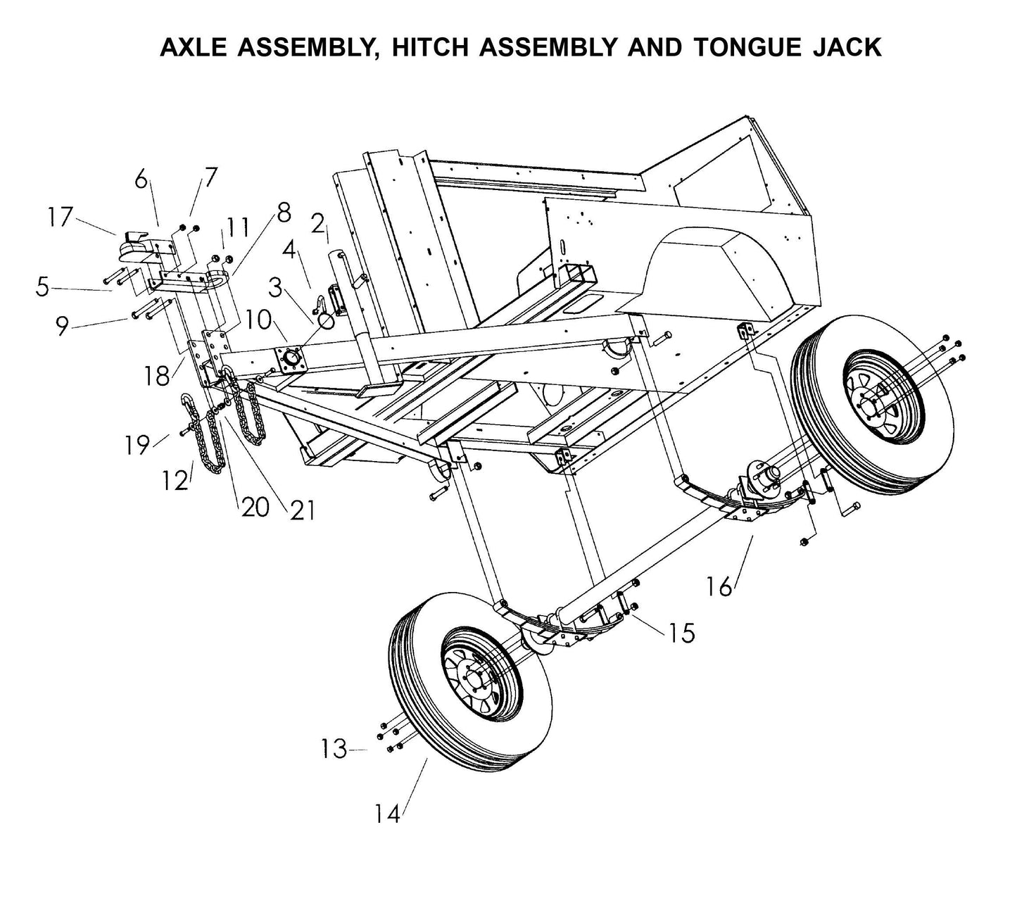Maxi-Lite Laydown 15-20KW-Axle Assembly,Hitch Assembly and Tongue Jack Parts By Allmand