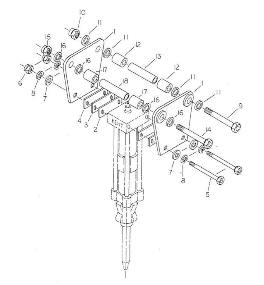B-999 AirRam Optional Mounting/Top Mount Arrangement Assembly Parts