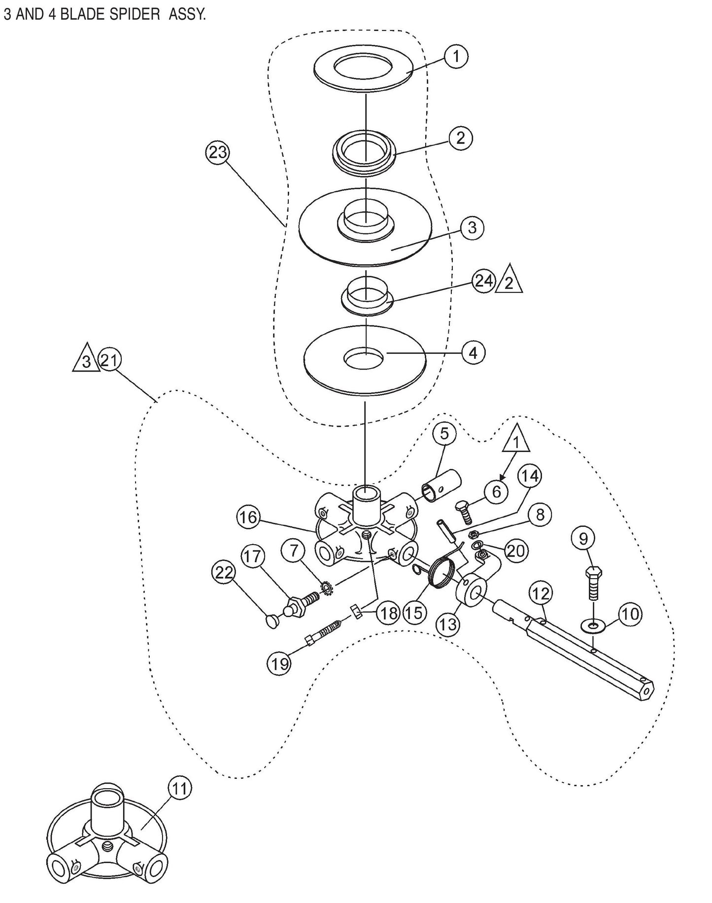 B-Series 3 and 4-Blade Spider Assembly Parts by Multiquip Whiteman