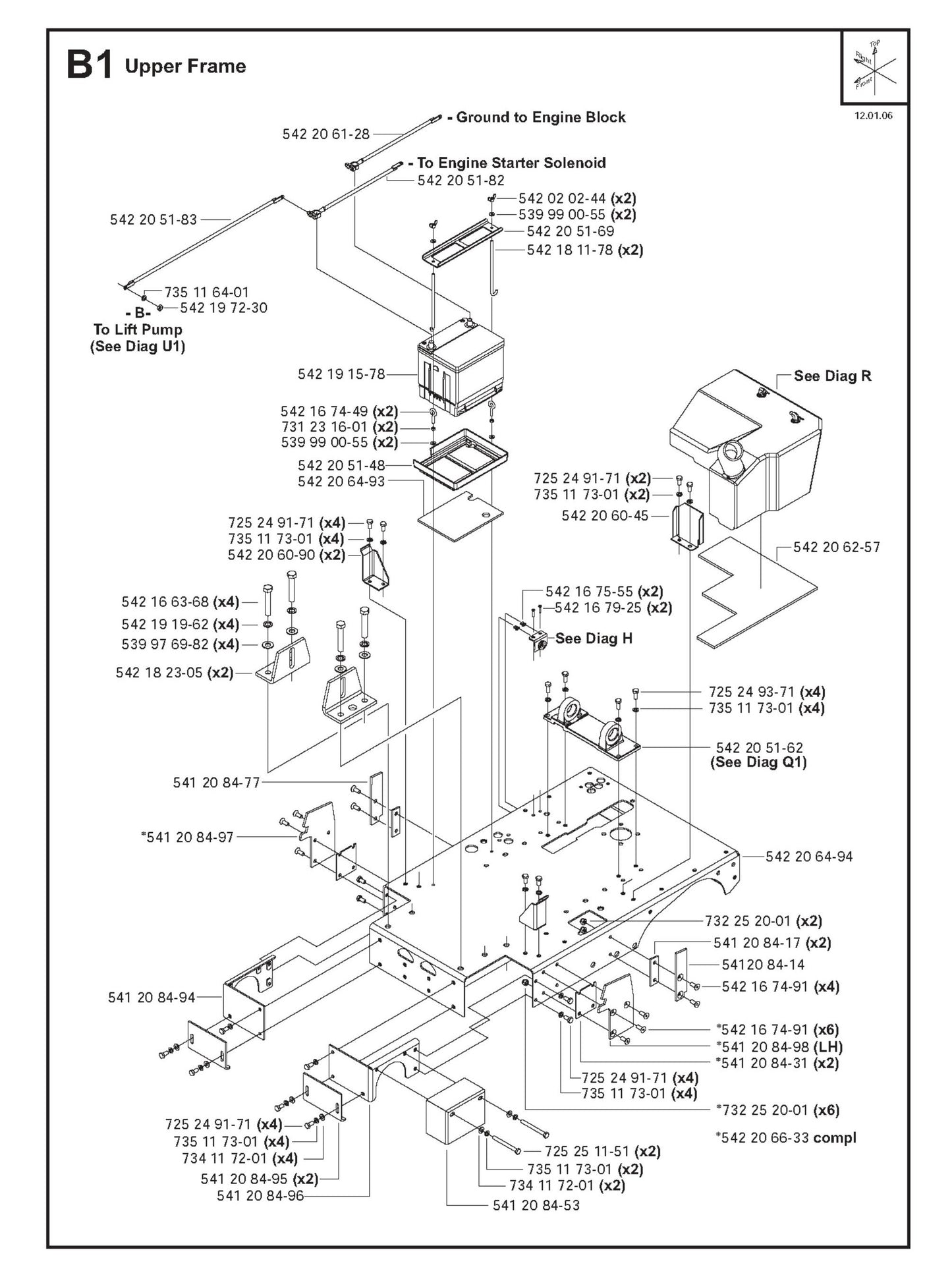 B1 Upper Frame Parts for FS4800 D By Husqvarna