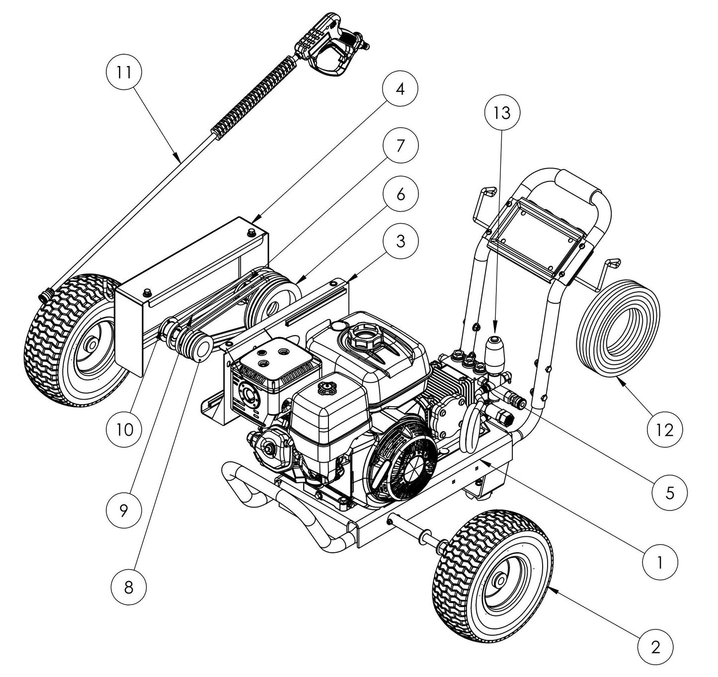 BE B4013HABC Pressure Washer Assembly-1 Parts by BE Power Equipment