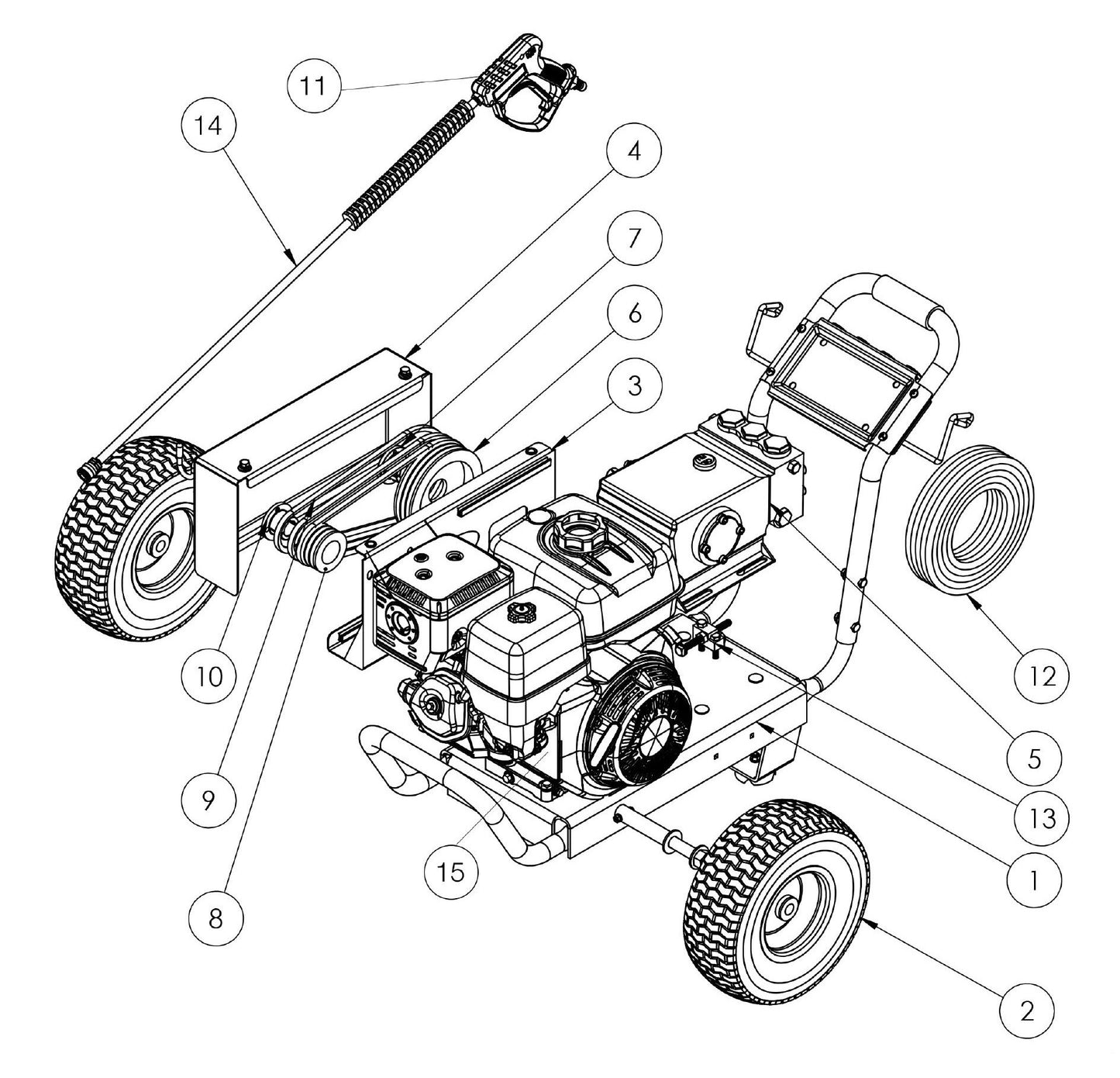 BE B4013HABG Pressure Washer Assembly-1 Parts by BE Power Equipment