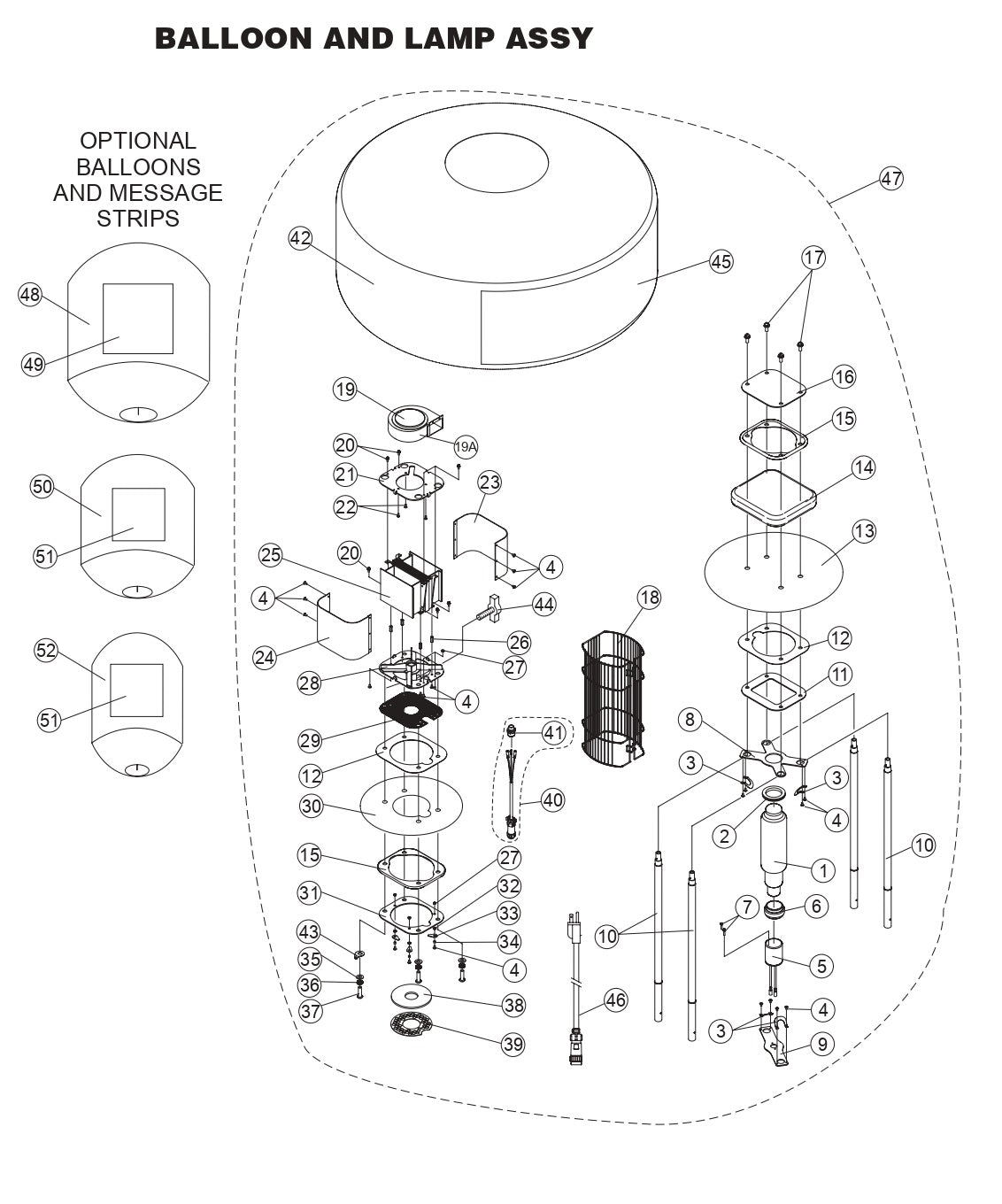 GBC/GBCE GloBug Lighting System Balloon And Lamp Assembly Parts by Multiquip