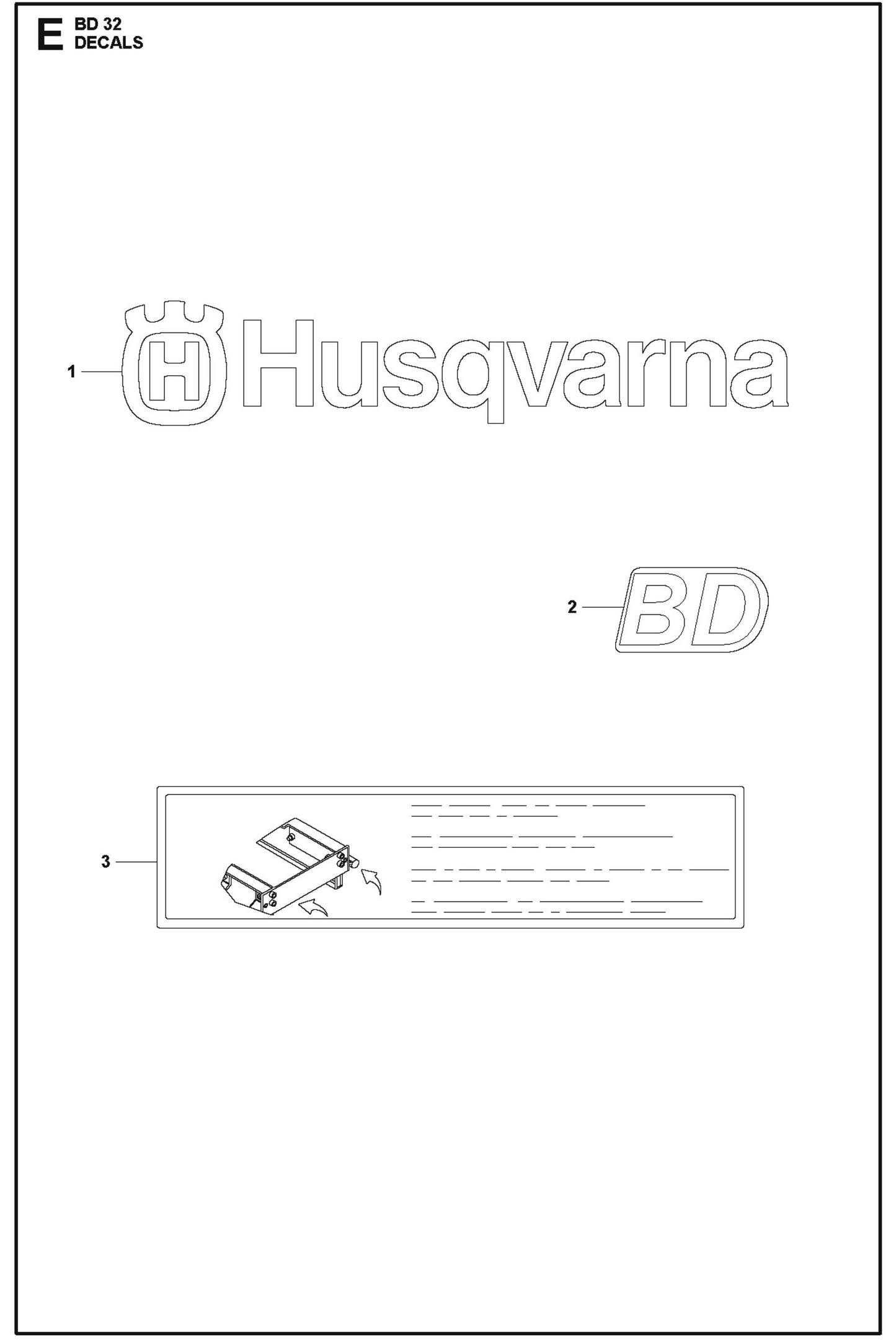 BD 32 Decals For BD Screed By Husqvarna