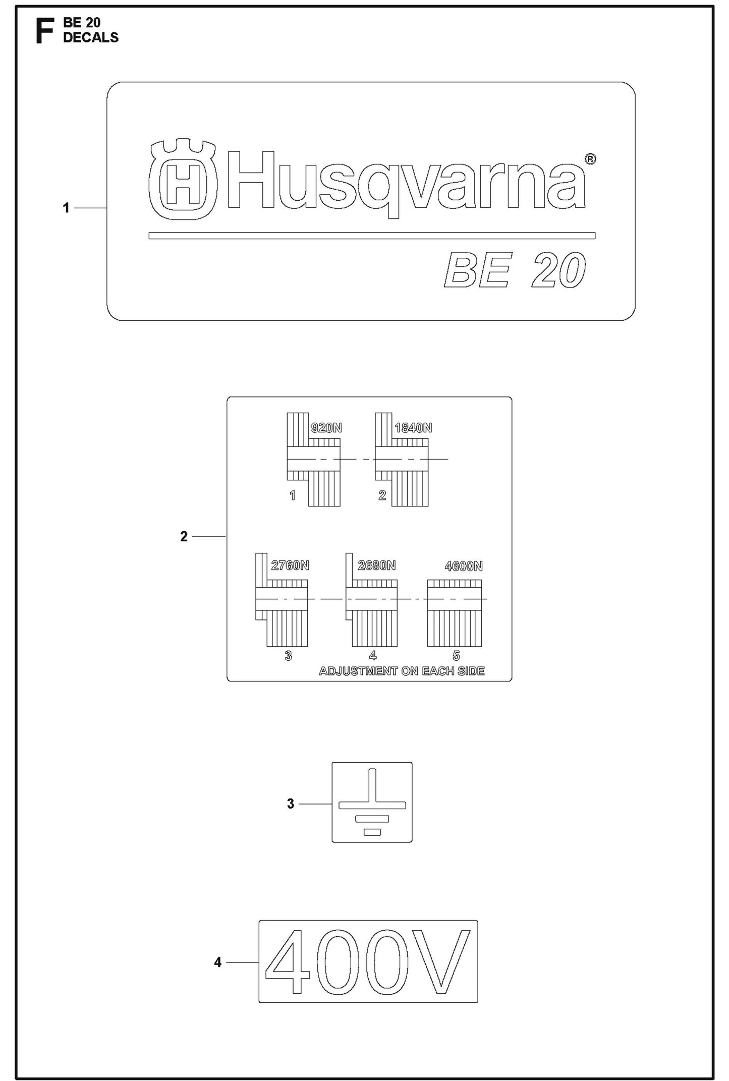 BE 20 Decals For BD Screed By Husqvarna