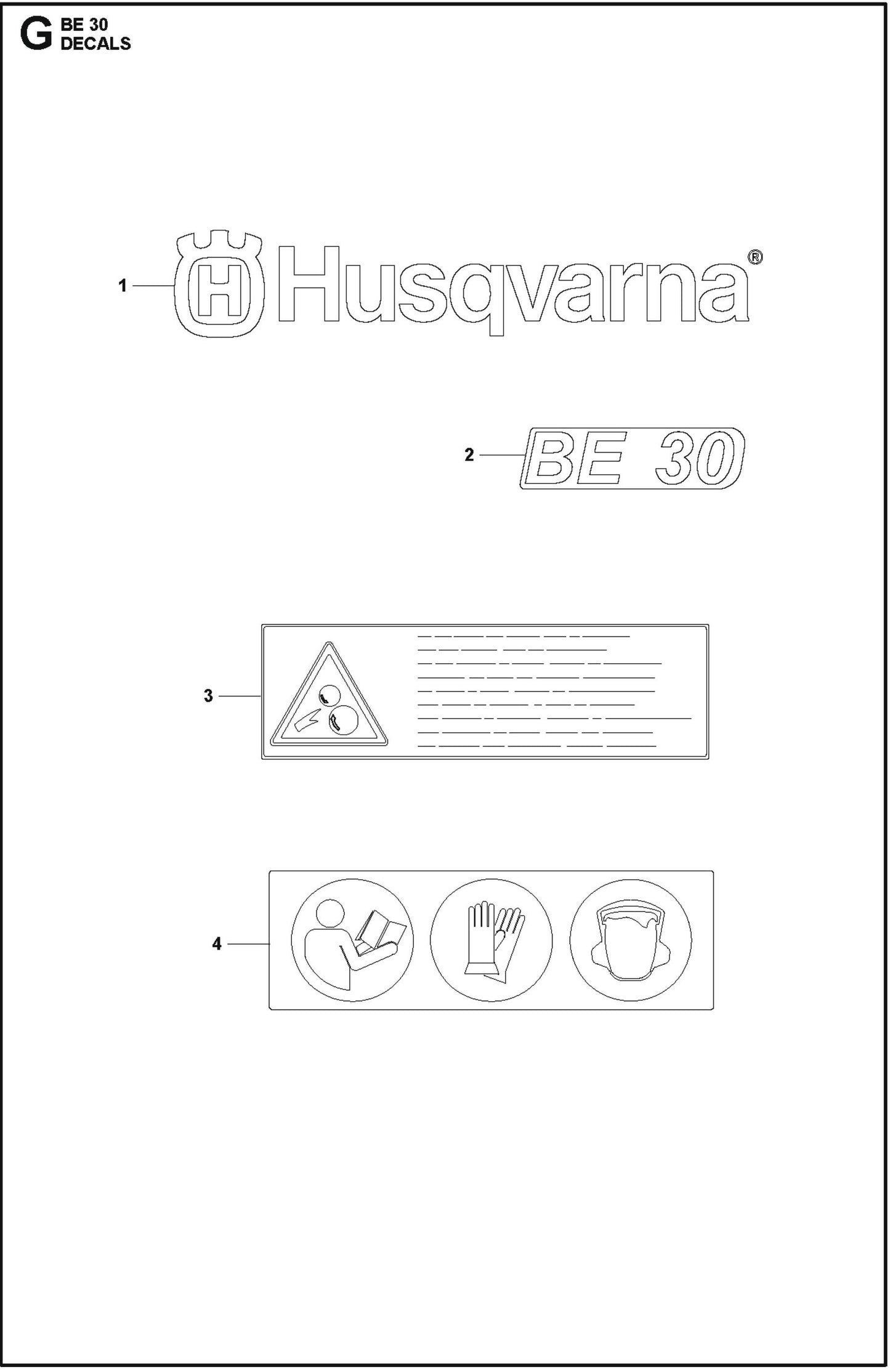 BE 30 Decals For BD Screed By Husqvarna