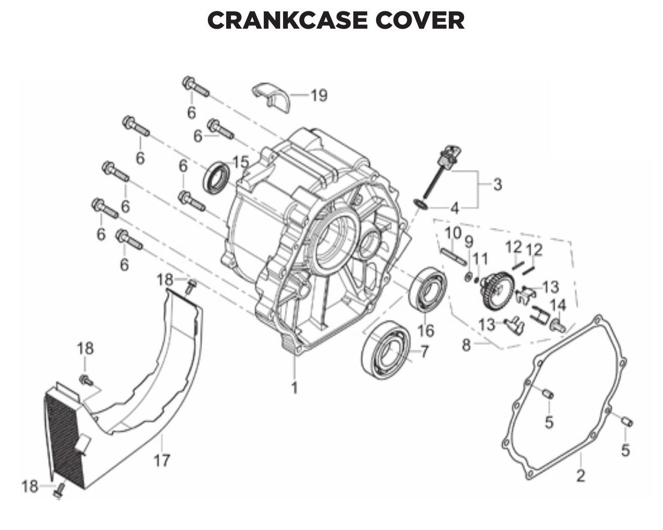 BE BE-6500ER Generator Crankcase Cover Assembly Parts by BE Power Equipment