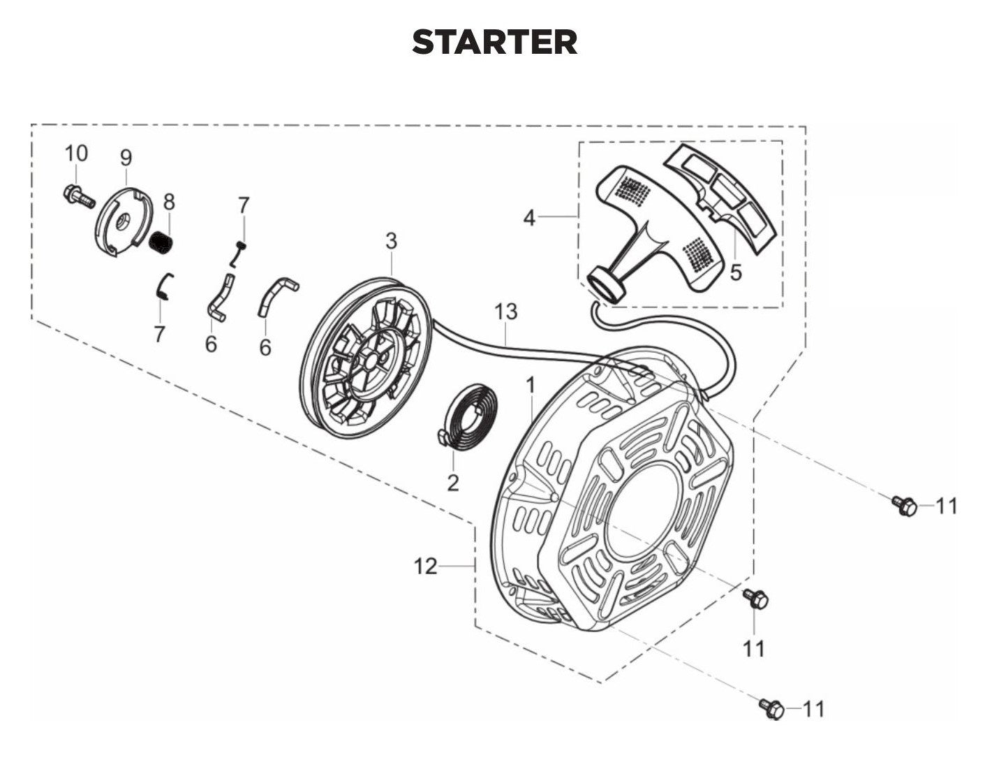 BE BE-6500ER Starter Assembly Parts for Generator Assembly Parts by BE Power Equipment