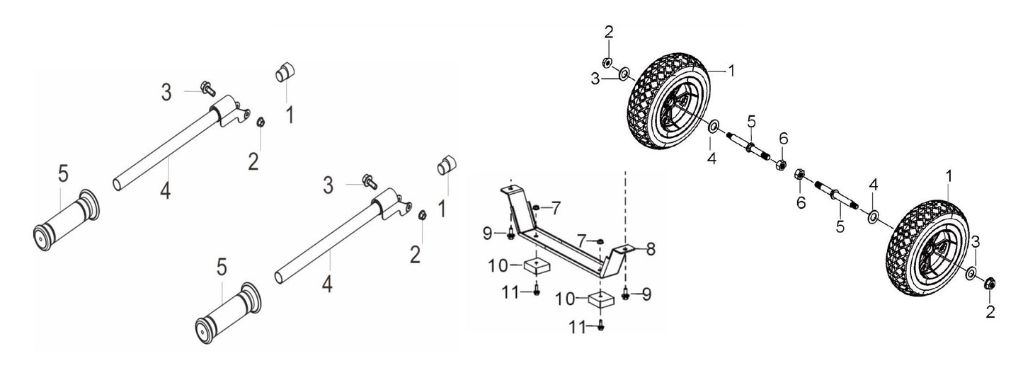 BE6500ER Generator Wheel and Handle Kit Assembly Parts by BE Power Equipment